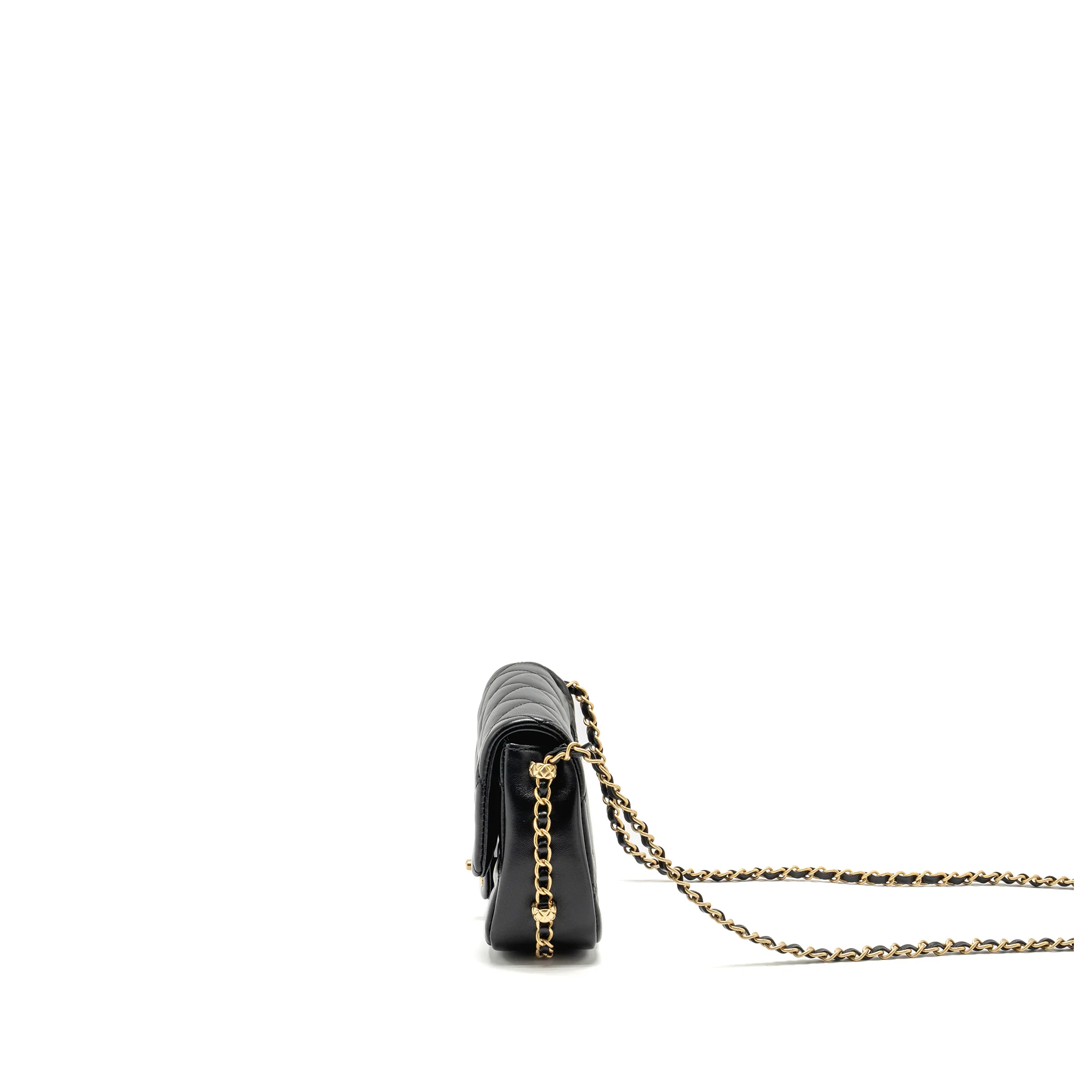 Chanel 23b Mini Flap Bag detail Chain Lambskin Black GHW(microchip) - Image 4
