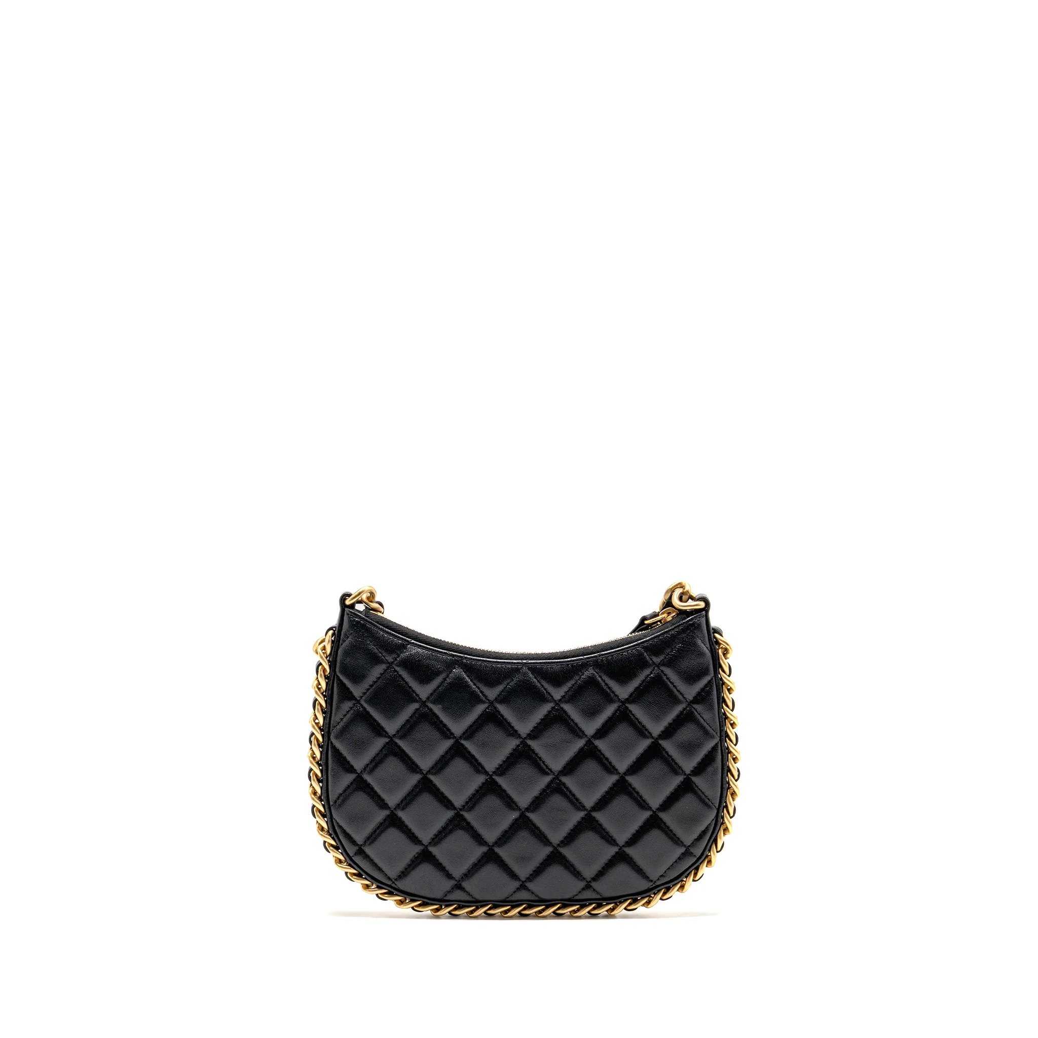 Chanel 23b Round Hobo Shoulder bag Lambskin Black GHW (microchip) - Image 2