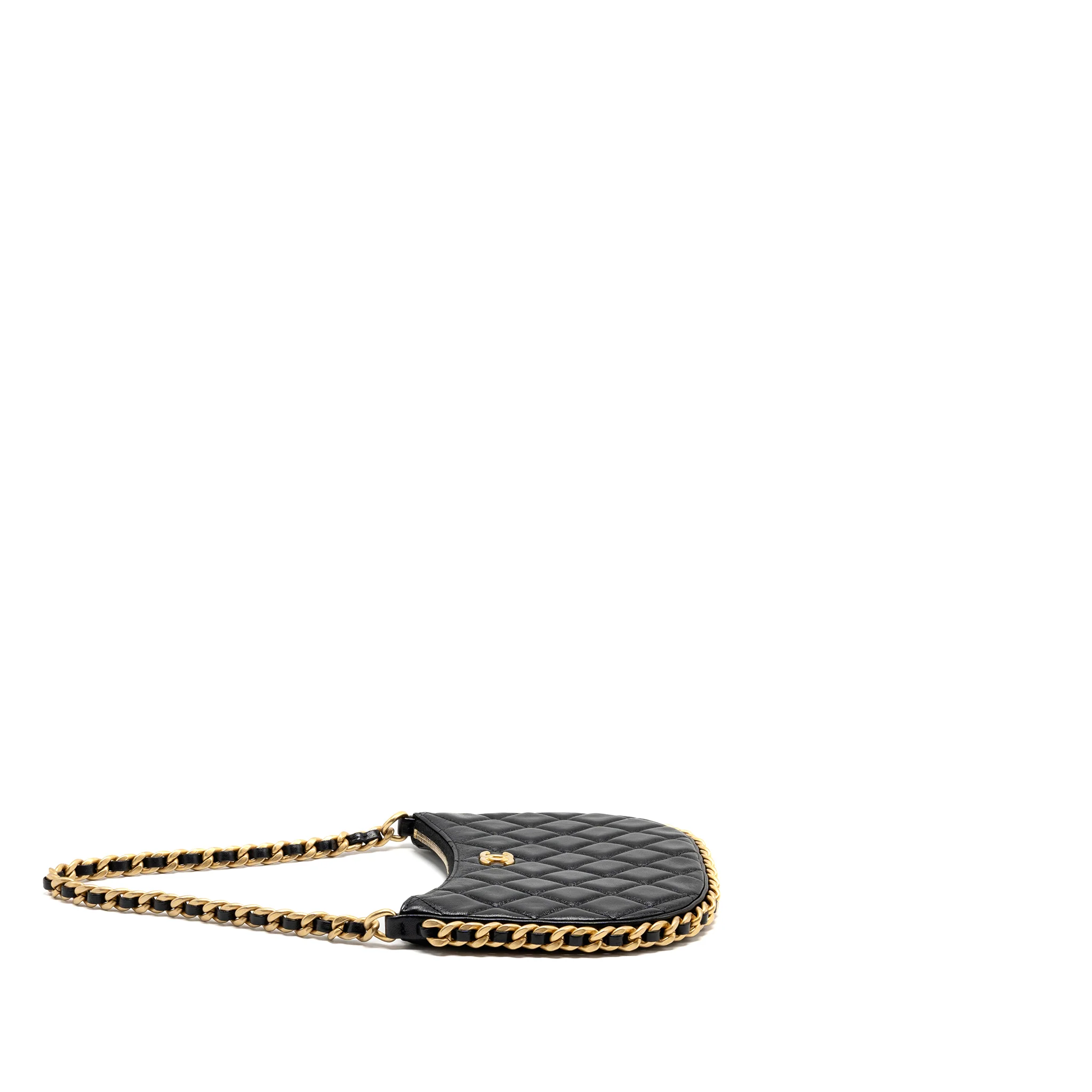 Chanel 23b Round Hobo Shoulder bag Lambskin Black GHW (microchip) - Image 4