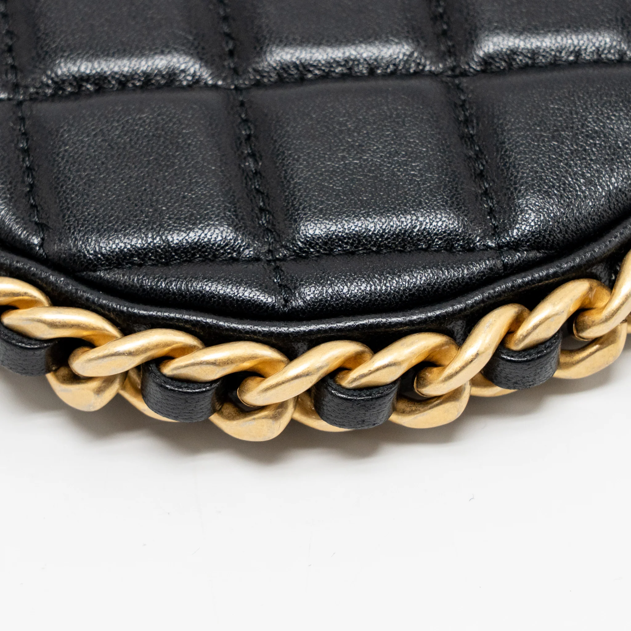 Chanel 23b Round Hobo Shoulder bag Lambskin Black GHW (microchip) - Image 9