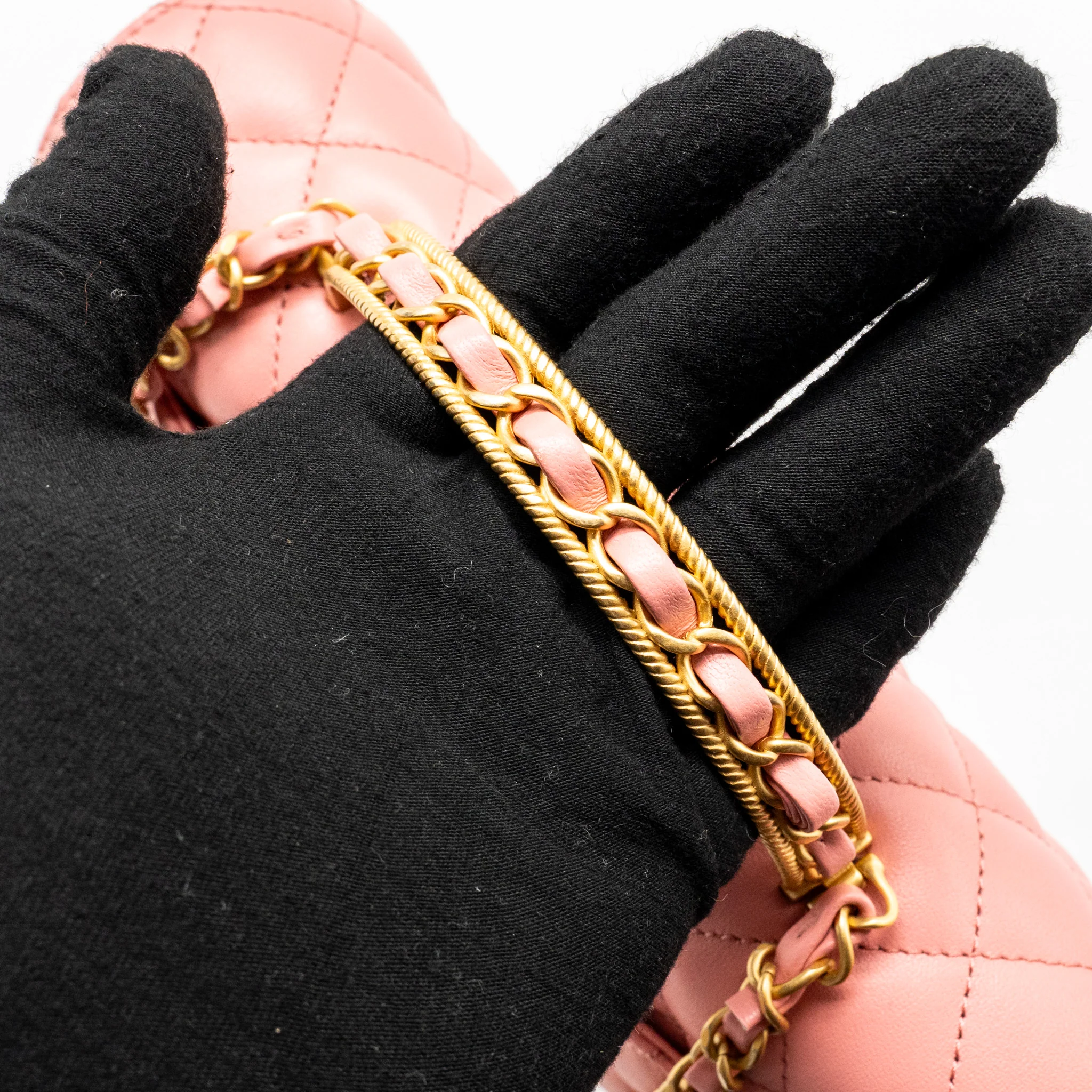 Chanel 23k detail top handle flap bag Lambskin pink GHW (microchip) - Image 12