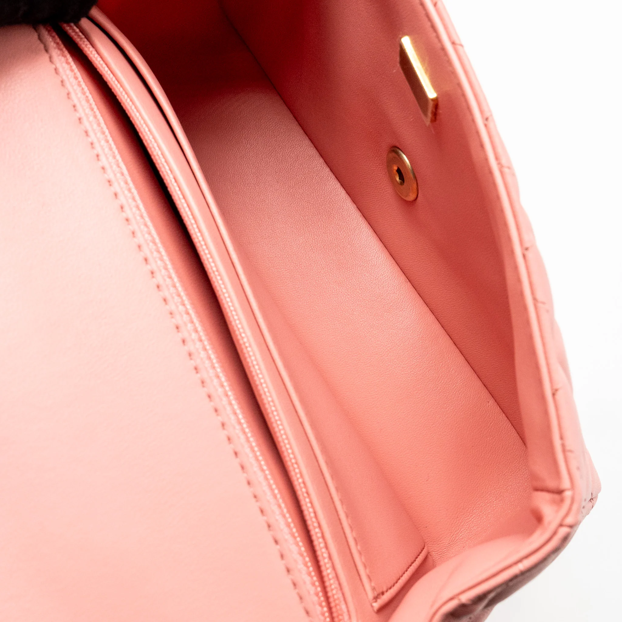 Chanel 23k detail top handle flap bag Lambskin pink GHW (microchip) - Image 16