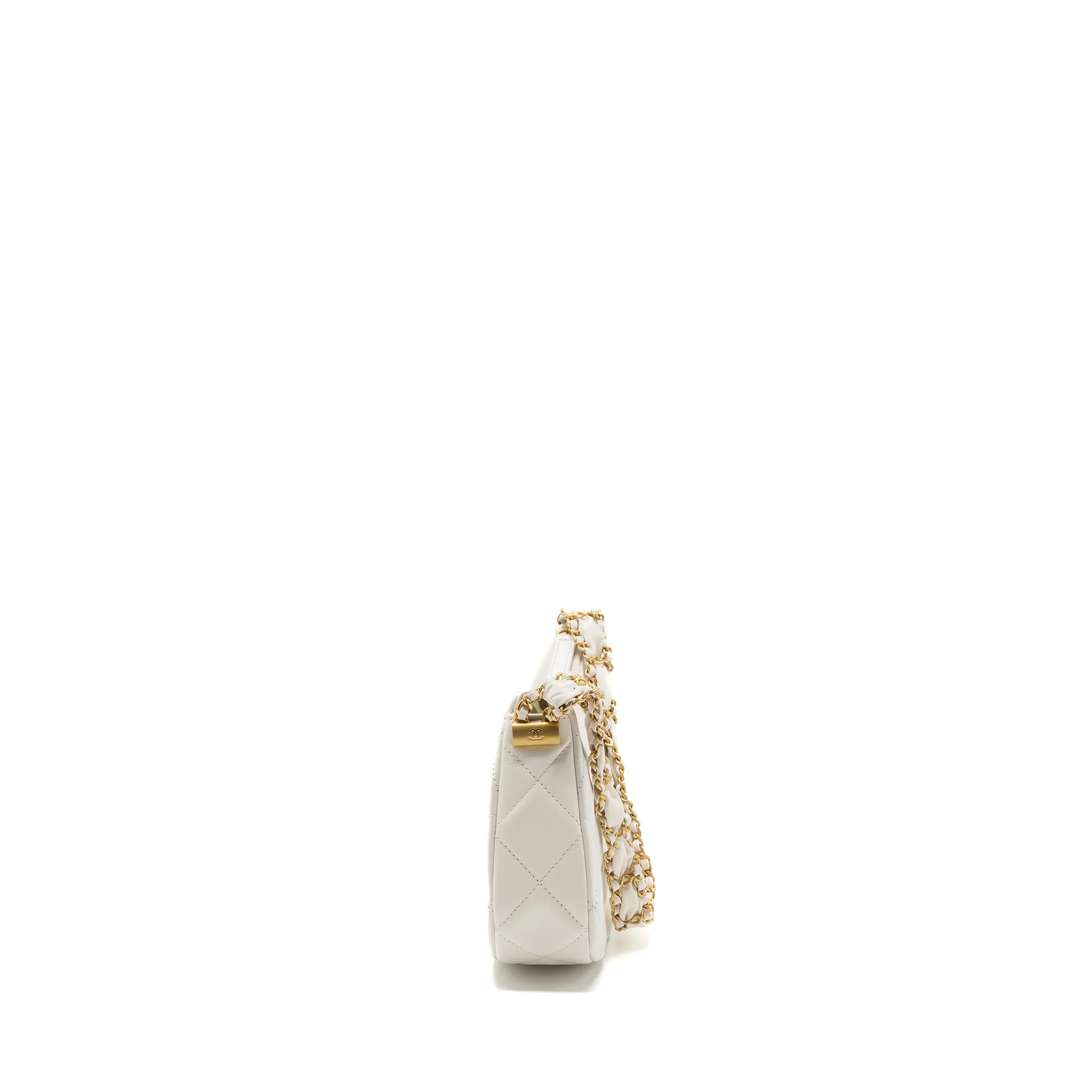 Chanel 23k Hobo Bag Calfskin White GHW (microchip) - Image 4