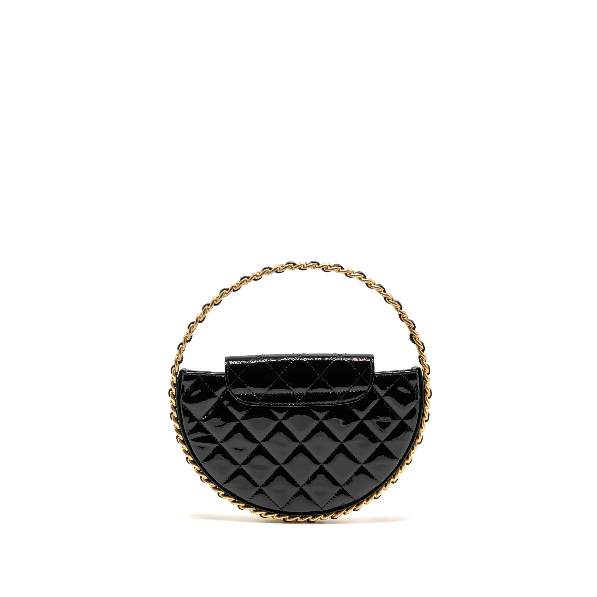 Chanel 23K Hoop Bag Patent Leather Black GHW (Microchip) - Image 2