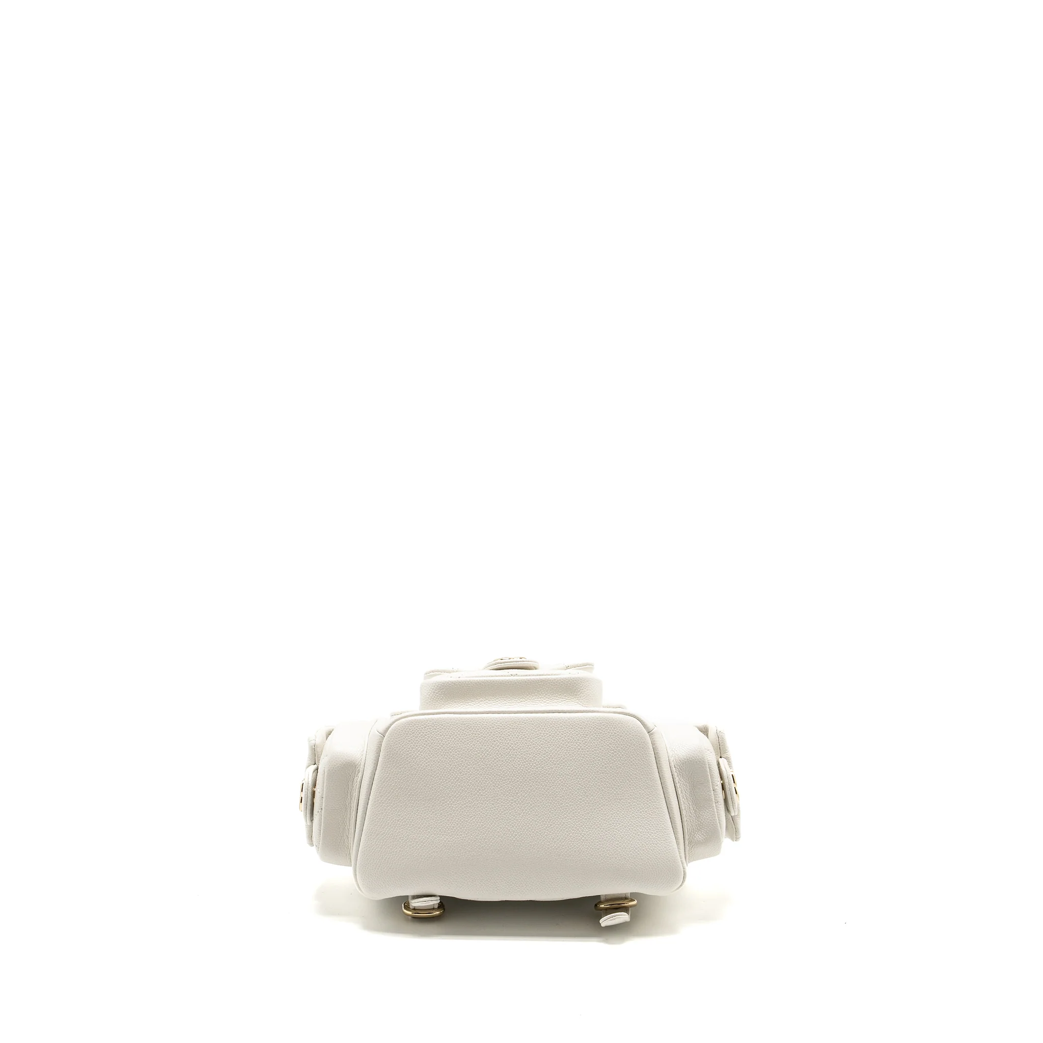 Chanel 23K Triple Pocket Mini Backpack Caviar White LGHW (Microchip) - Image 5
