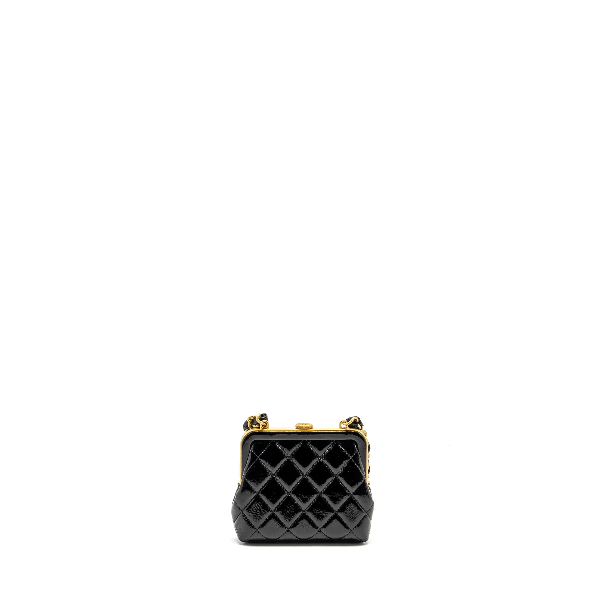 CHANEL 24A Bowknot Clutch With Chain Patent Crumpled lambskin/Shiny Lambskin Black/Pink GHW (Microchip) - Image 2