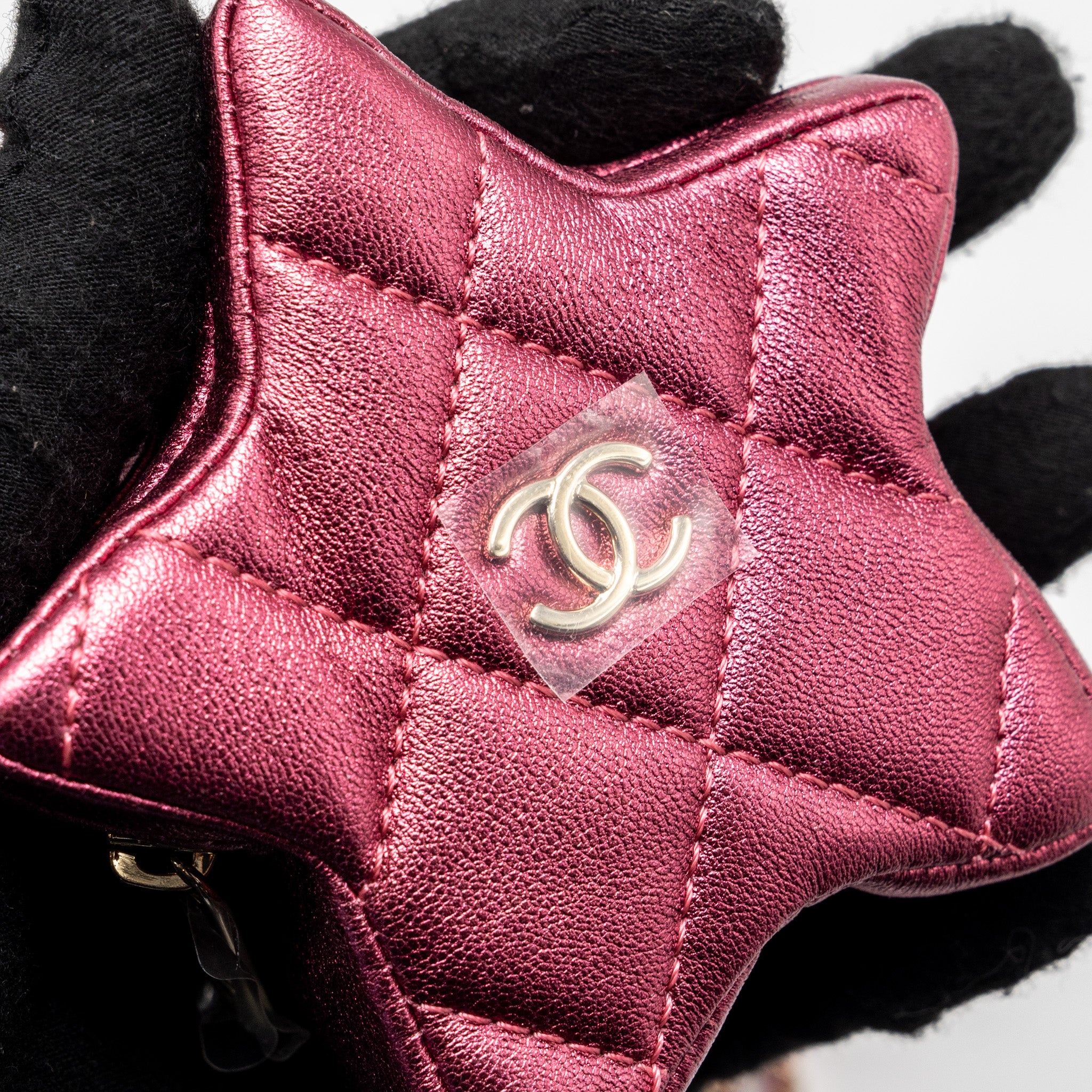 Chanel 24C Mini Flap Bag with Star Coin Purse Patent/Calfskin Metallic Pink LGHW (Microchip) - Image 10