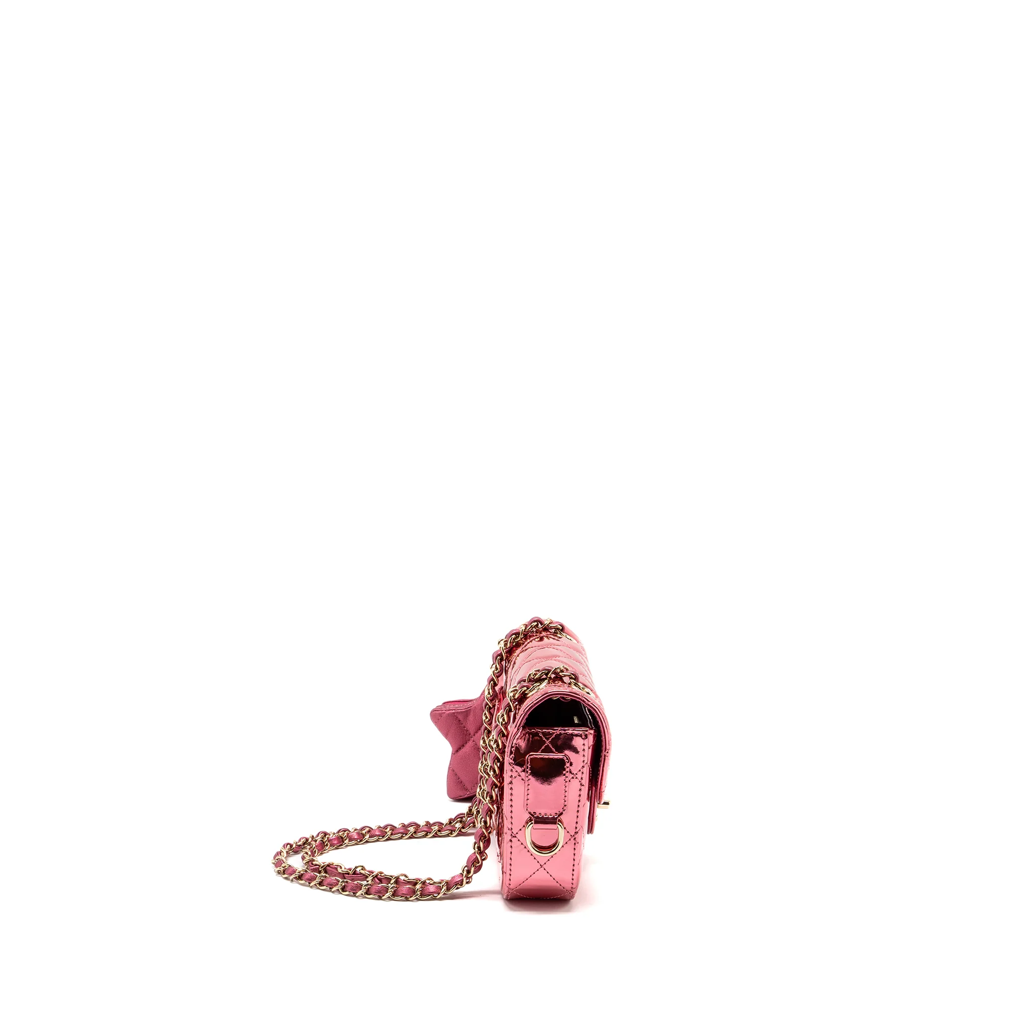Chanel 24C Mini Flap Bag with Star Coin Purse Patent/Calfskin Metallic Pink LGHW (Microchip) - Image 3