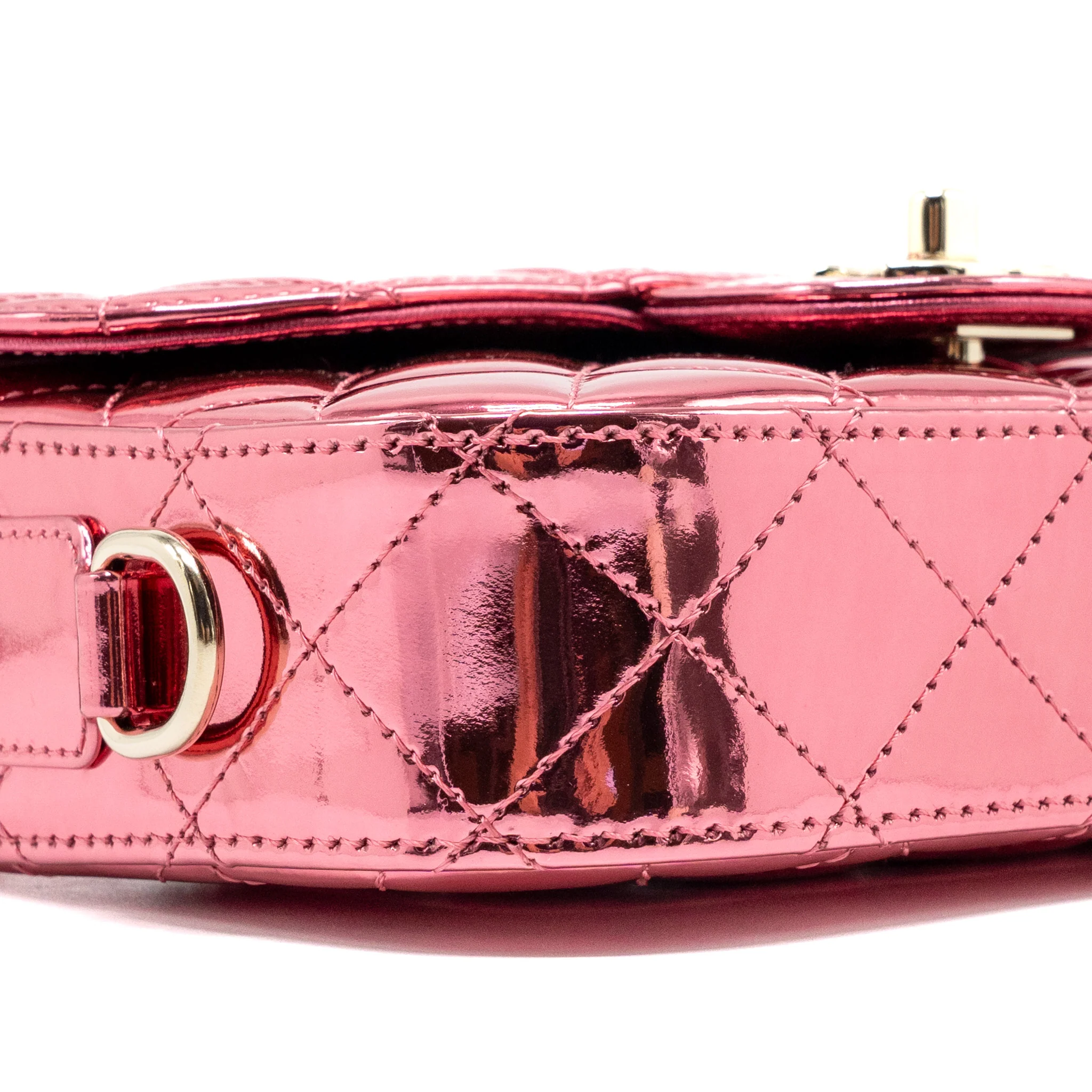 Chanel 24C Mini Flap Bag with Star Coin Purse Patent/Calfskin Metallic Pink LGHW (Microchip) - Image 6