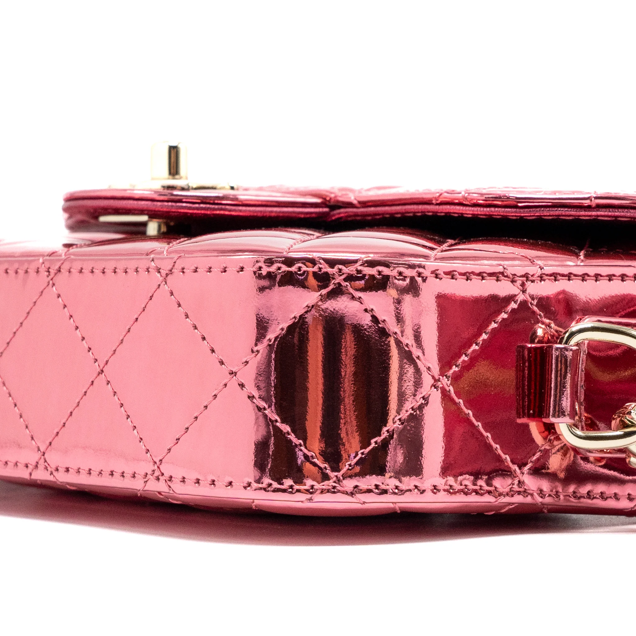 Chanel 24C Mini Flap Bag with Star Coin Purse Patent/Calfskin Metallic Pink LGHW (Microchip) - Image 7