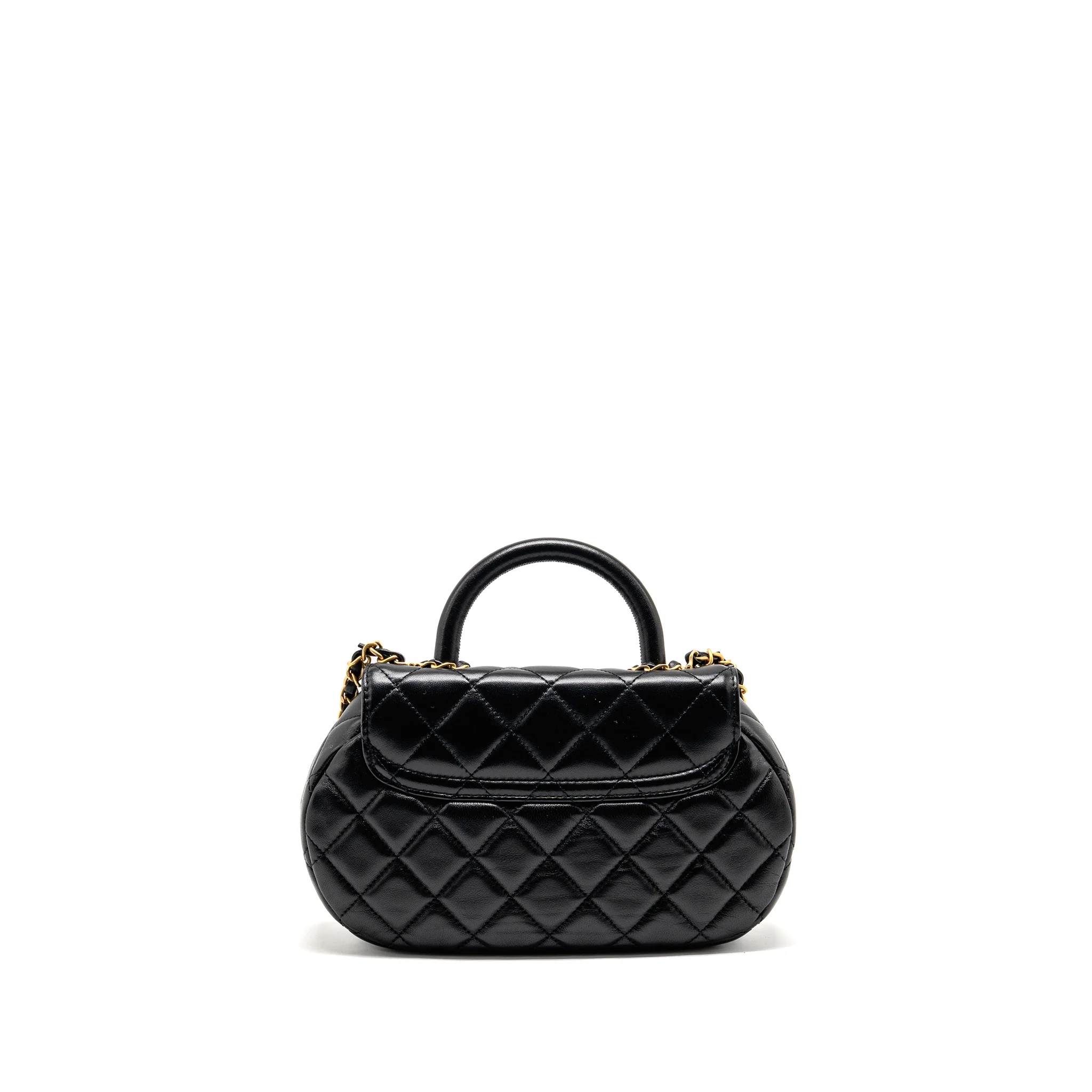 Chanel 24c Top Handle Flap Bag Quilted Lambskin Black GHW (microchip) - Image 2