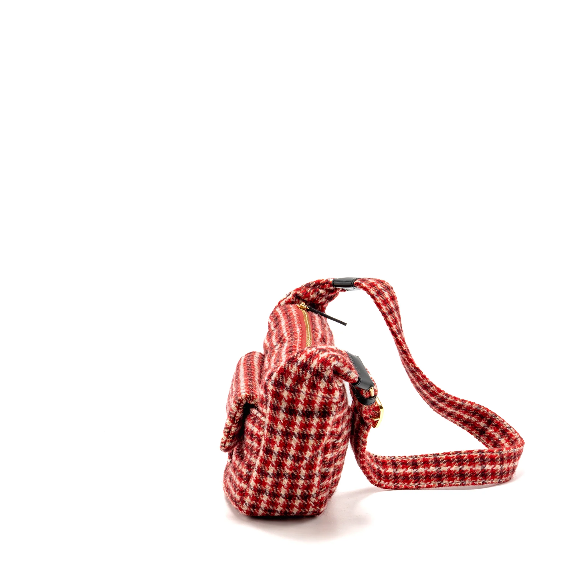 Chanel 24n Grand Sac Hobo Bag Houndstooth Tweed Red GHW (microchip) - Image 4