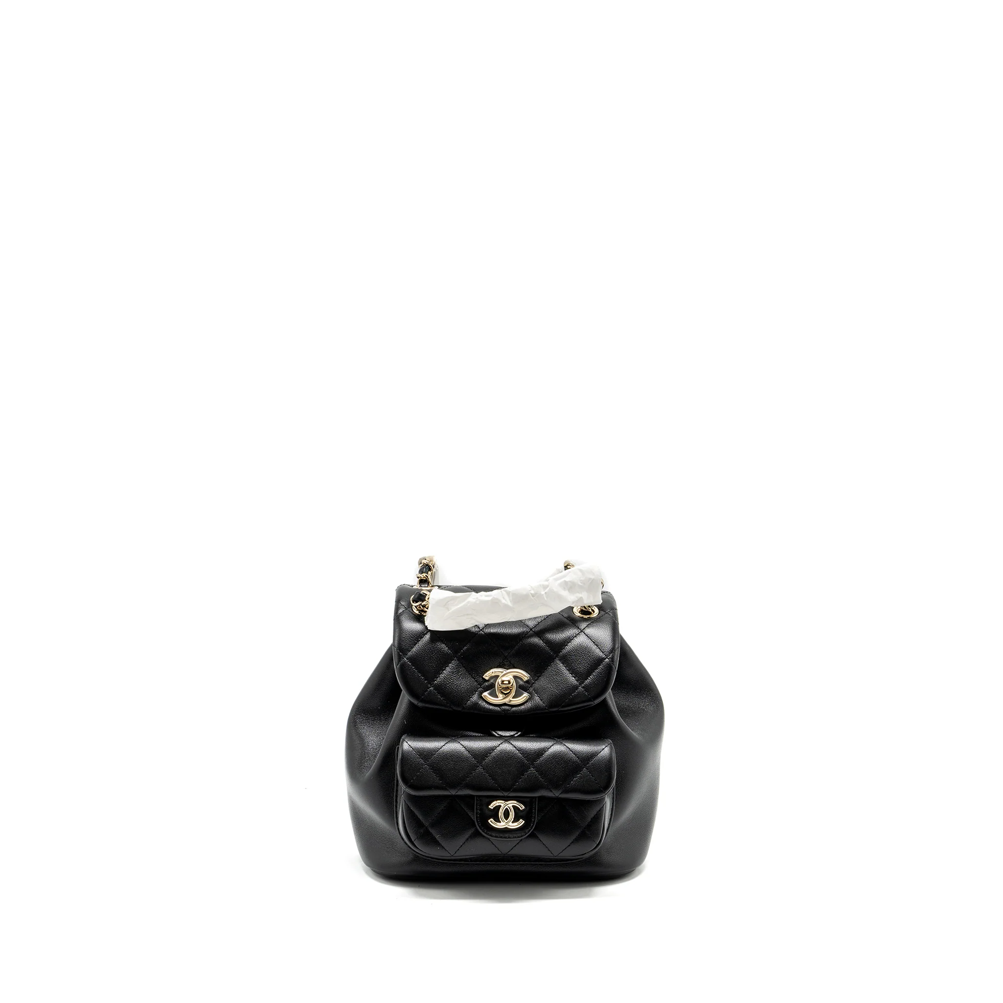 Chanel 24P Mini Duma backpack calfskin black LGHW (Microchip)