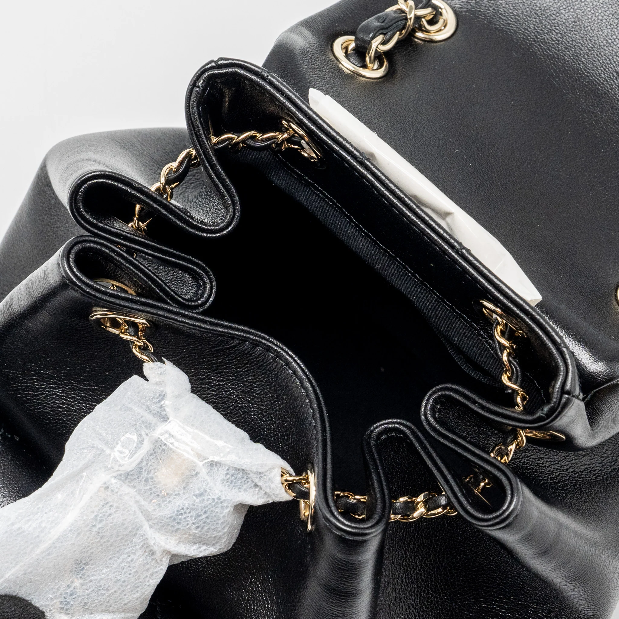 Chanel 24P Mini Duma backpack calfskin black LGHW (Microchip) - Image 11