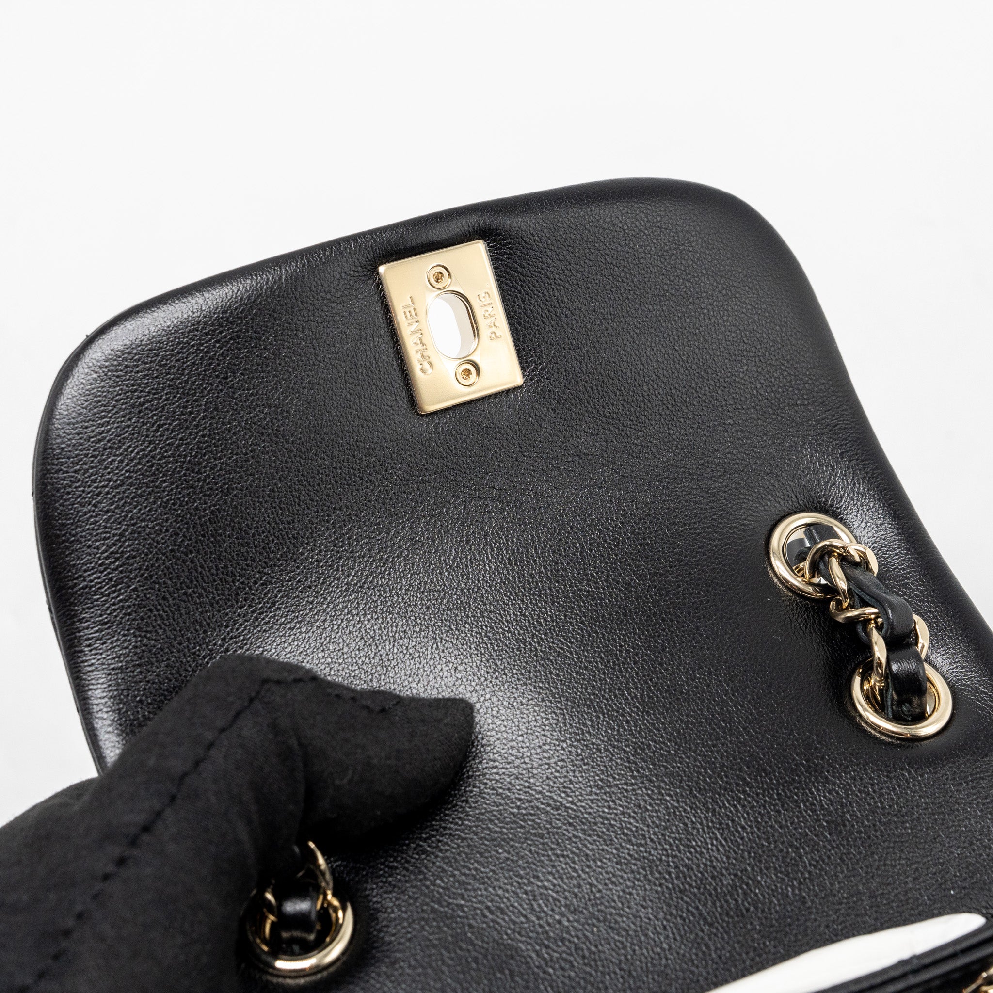 Chanel 24P Mini Duma backpack calfskin black LGHW (Microchip) - Image 9