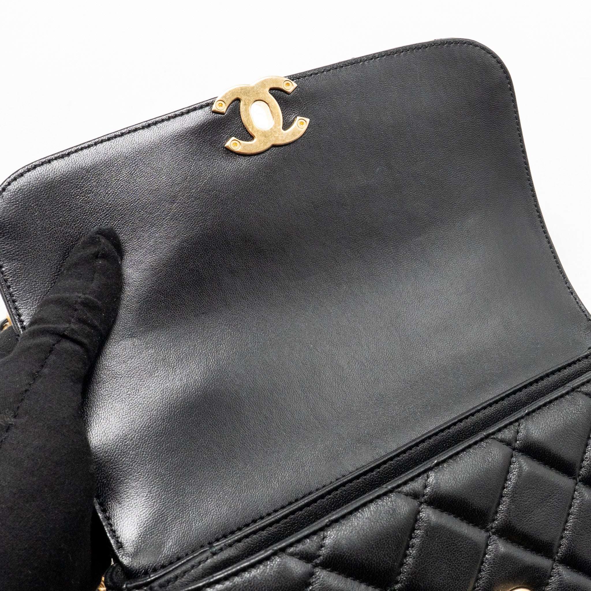 Chanel 24S CC Logo Top Handle Flap Bag with Chain Lambskin Black GHW (Microchip) - Image 15