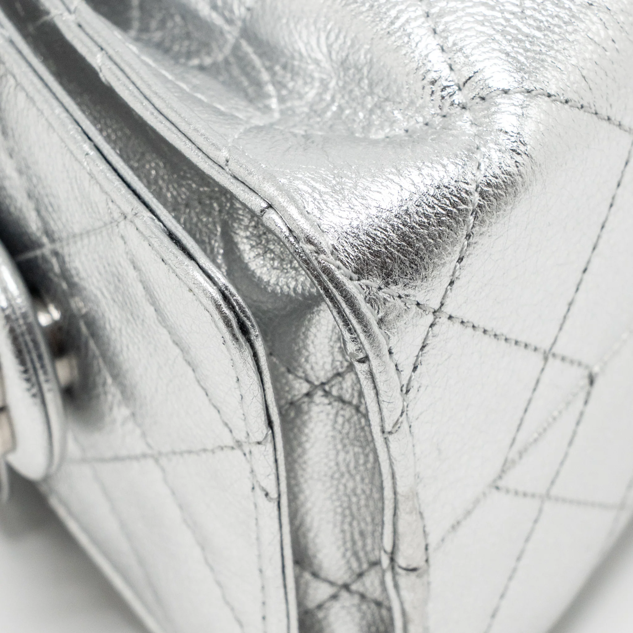 Chanel Mini 25 Bag Metallic Grained Calfskin Silver SHW (Microchip) - Image 11