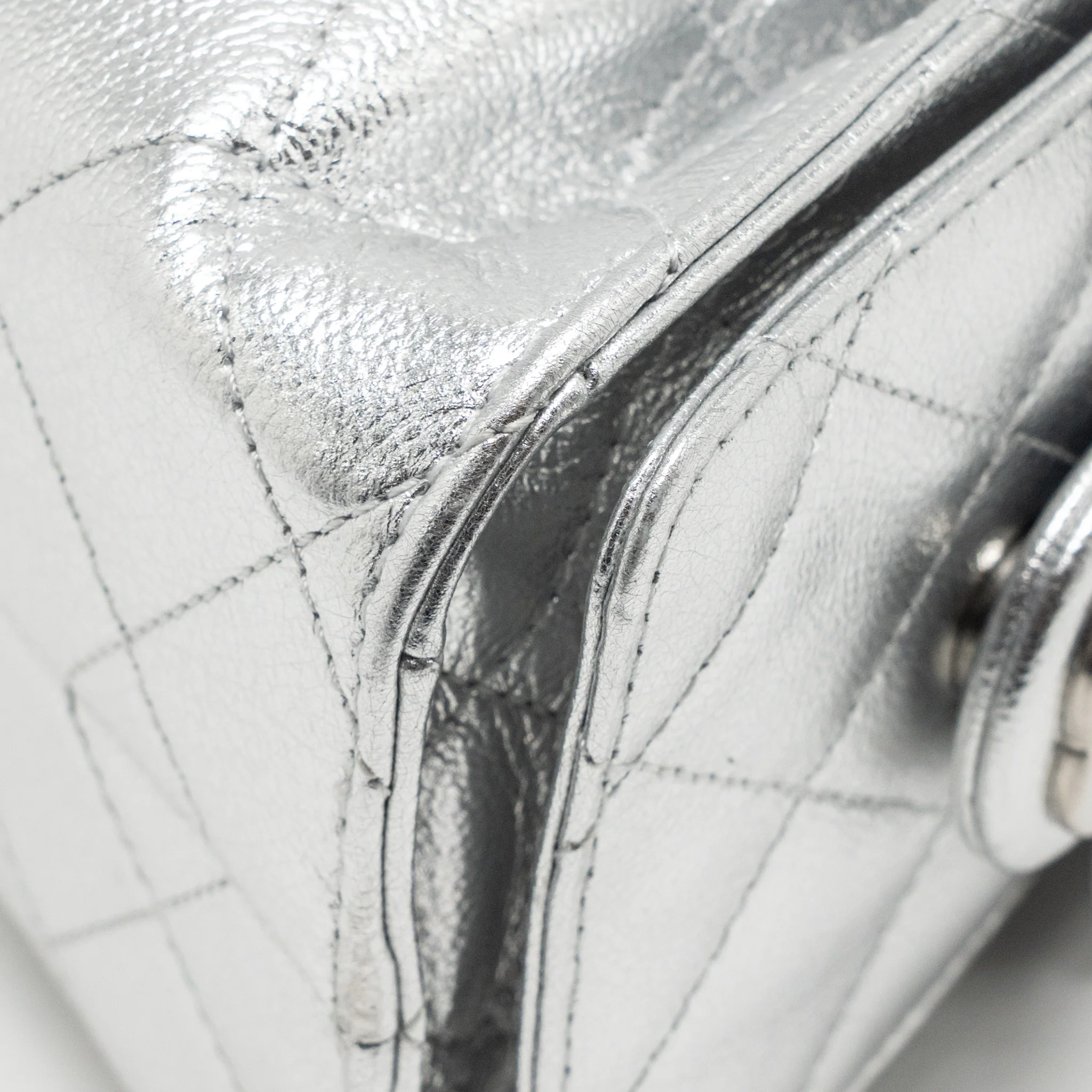 Chanel Mini 25 Bag Metallic Grained Calfskin Silver SHW (Microchip) - Image 12