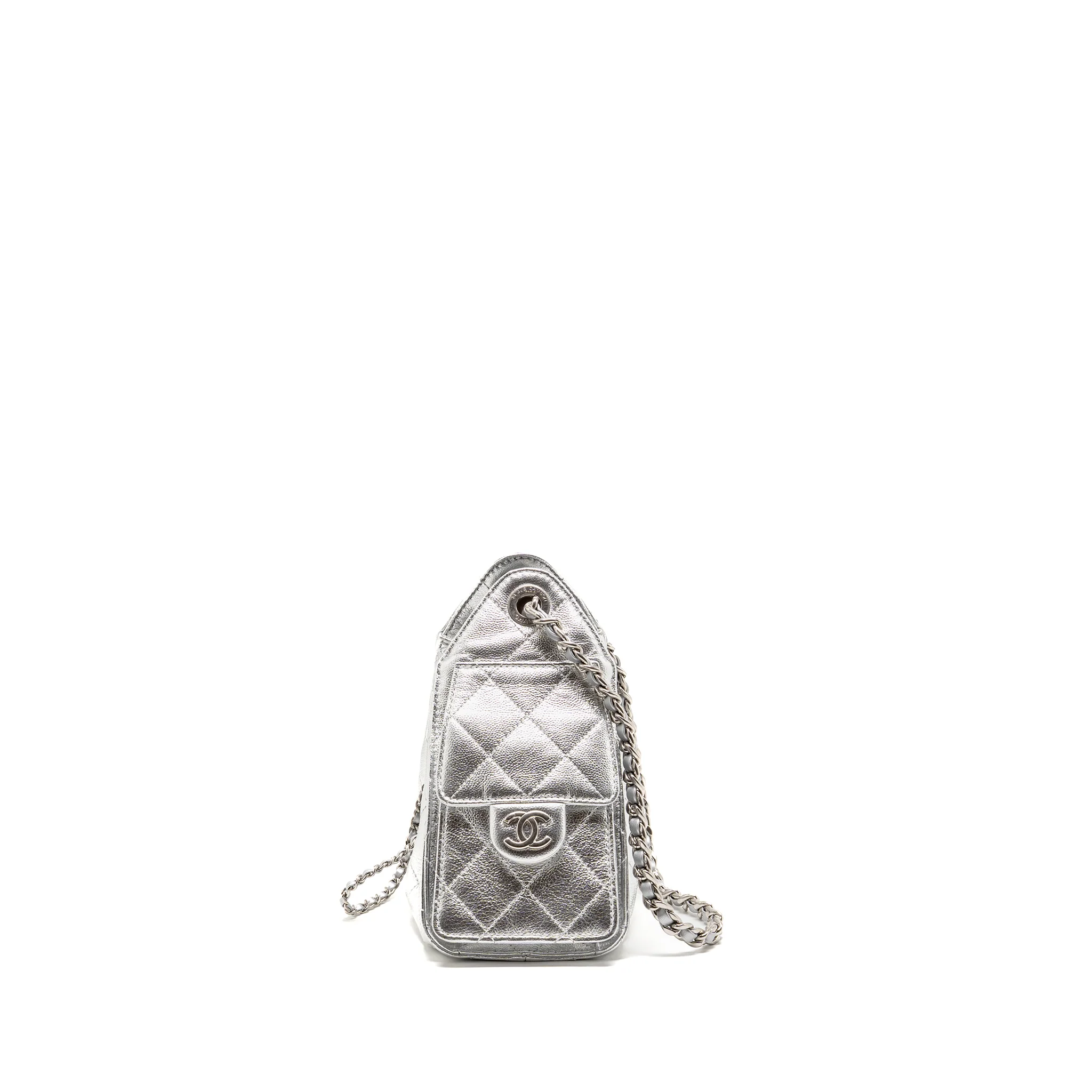 Chanel Mini 25 Bag Metallic Grained Calfskin Silver SHW (Microchip) - Image 4