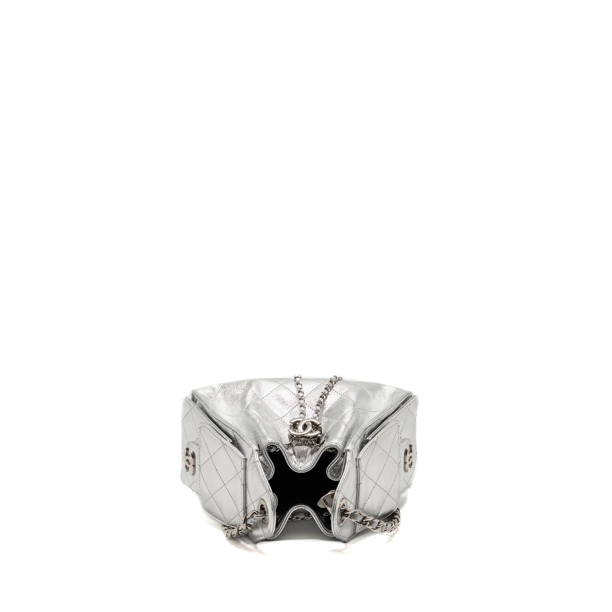 Chanel Mini 25 Bag Metallic Grained Calfskin Silver SHW (Microchip) - Image 5