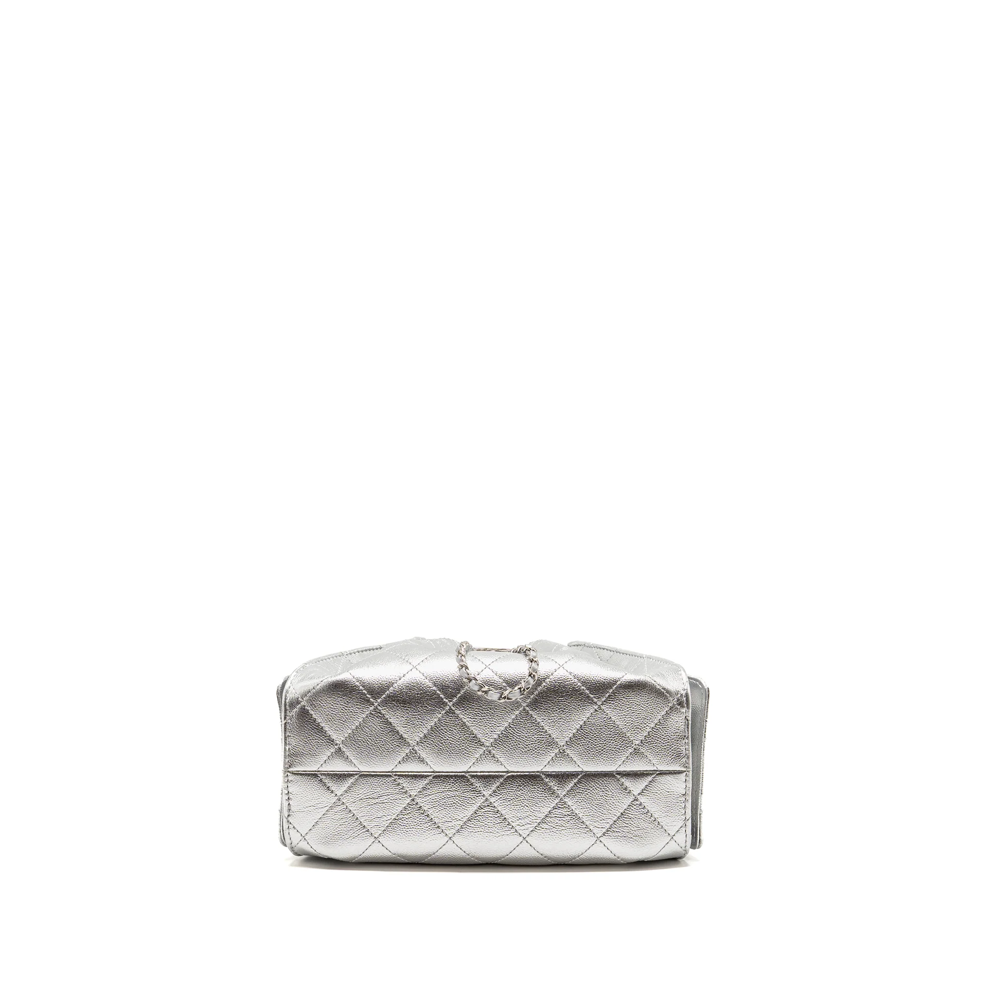 Chanel Mini 25 Bag Metallic Grained Calfskin Silver SHW (Microchip) - Image 6