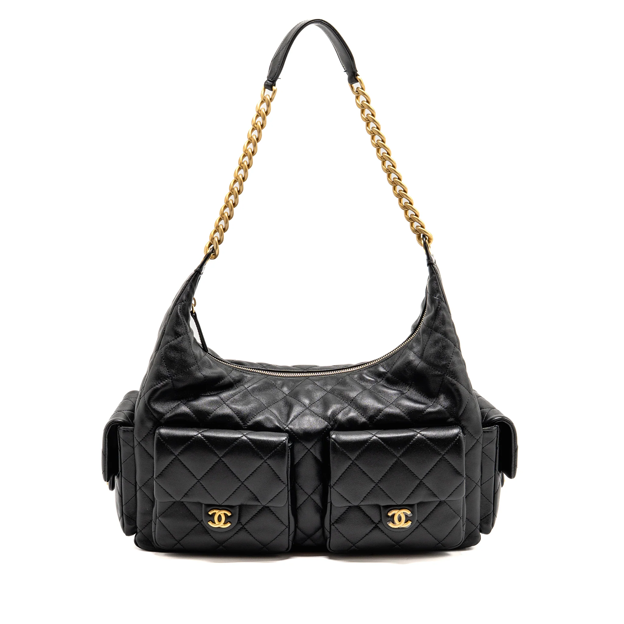 Chanel 25C Maxi Hobo Bag Lambskin Black GHW (Microchip)
