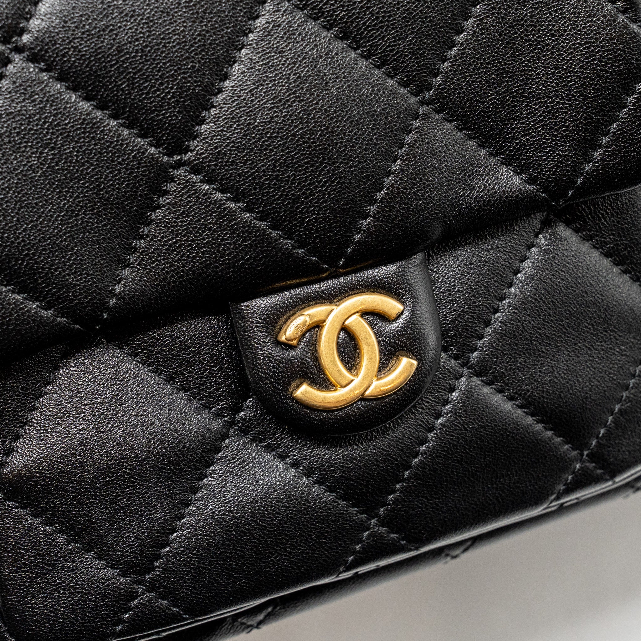 Chanel 25C Maxi Hobo Bag Lambskin Black GHW (Microchip) - Image 12