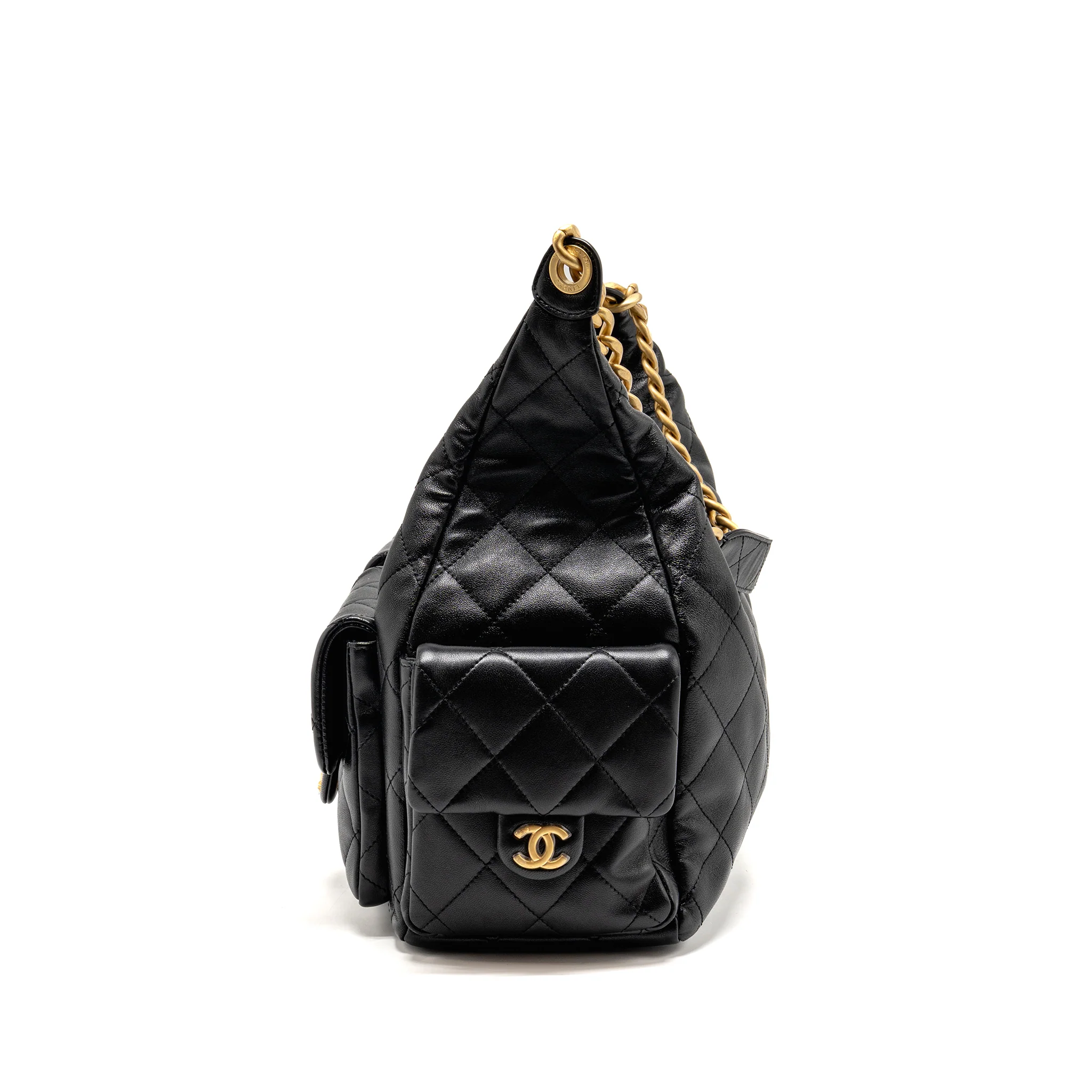 Chanel 25C Maxi Hobo Bag Lambskin Black GHW (Microchip) - Image 4
