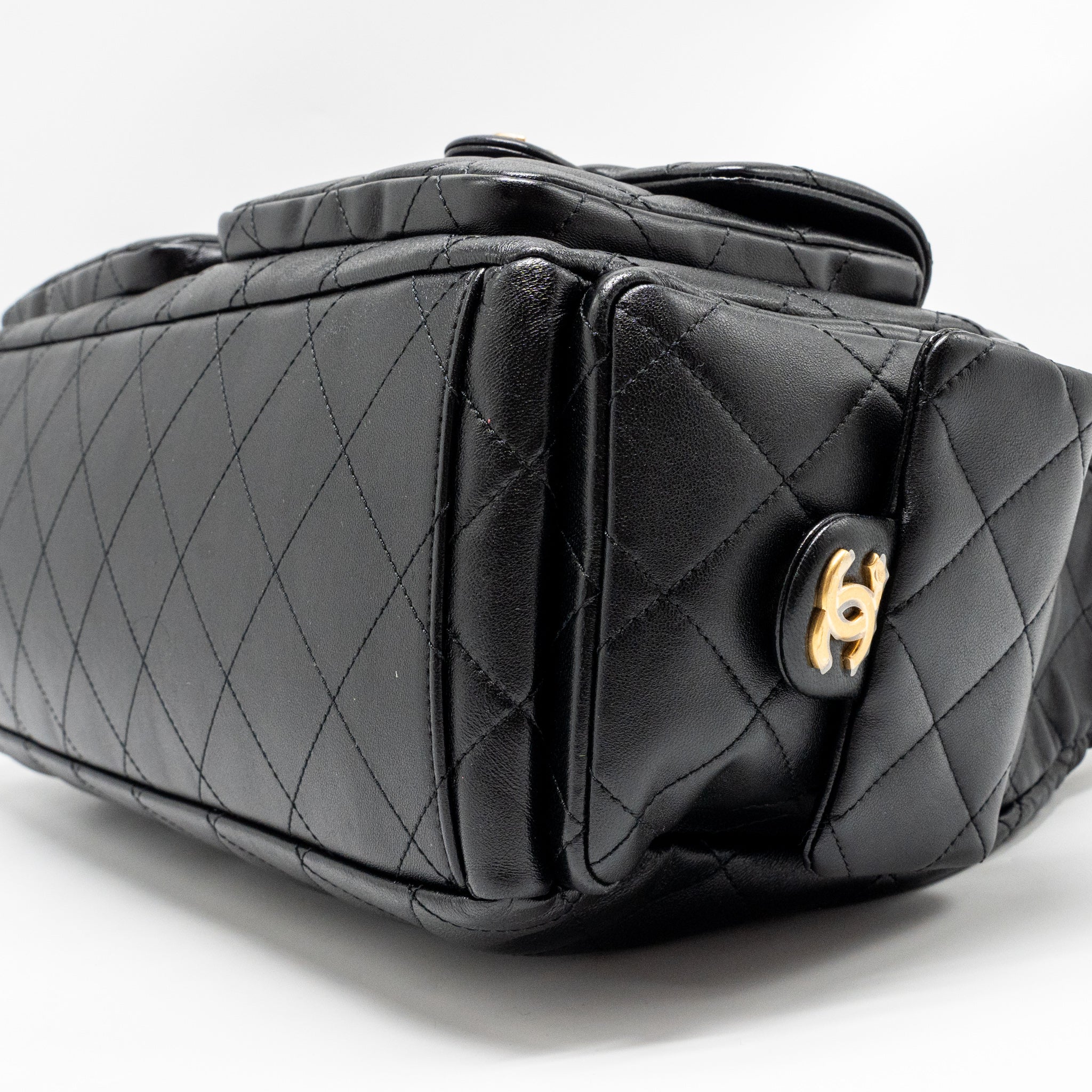 Chanel 25C Maxi Hobo Bag Lambskin Black GHW (Microchip) - Image 7