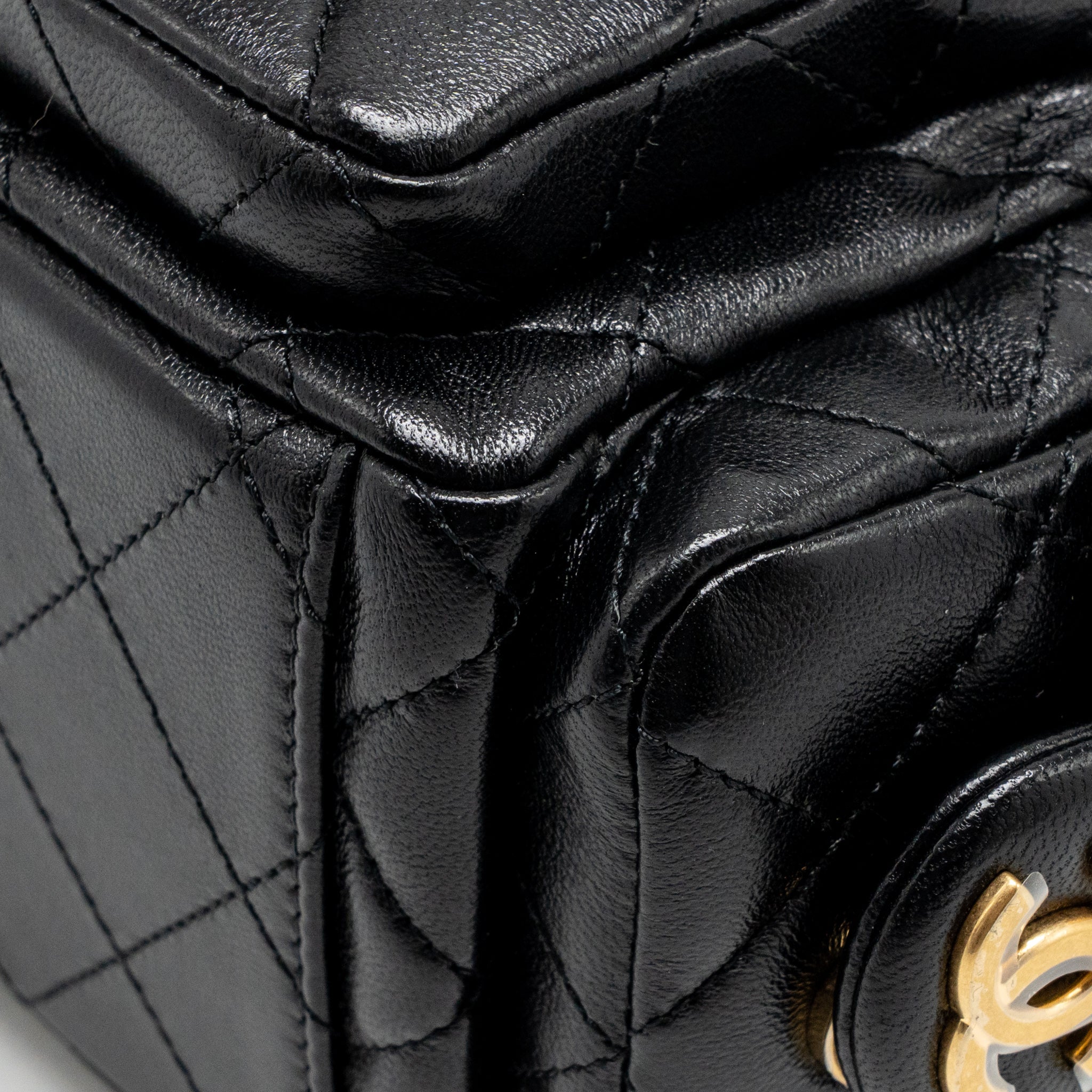 Chanel 25C small hobo bag shiny lambskin black GHW (microchip) - Image 10