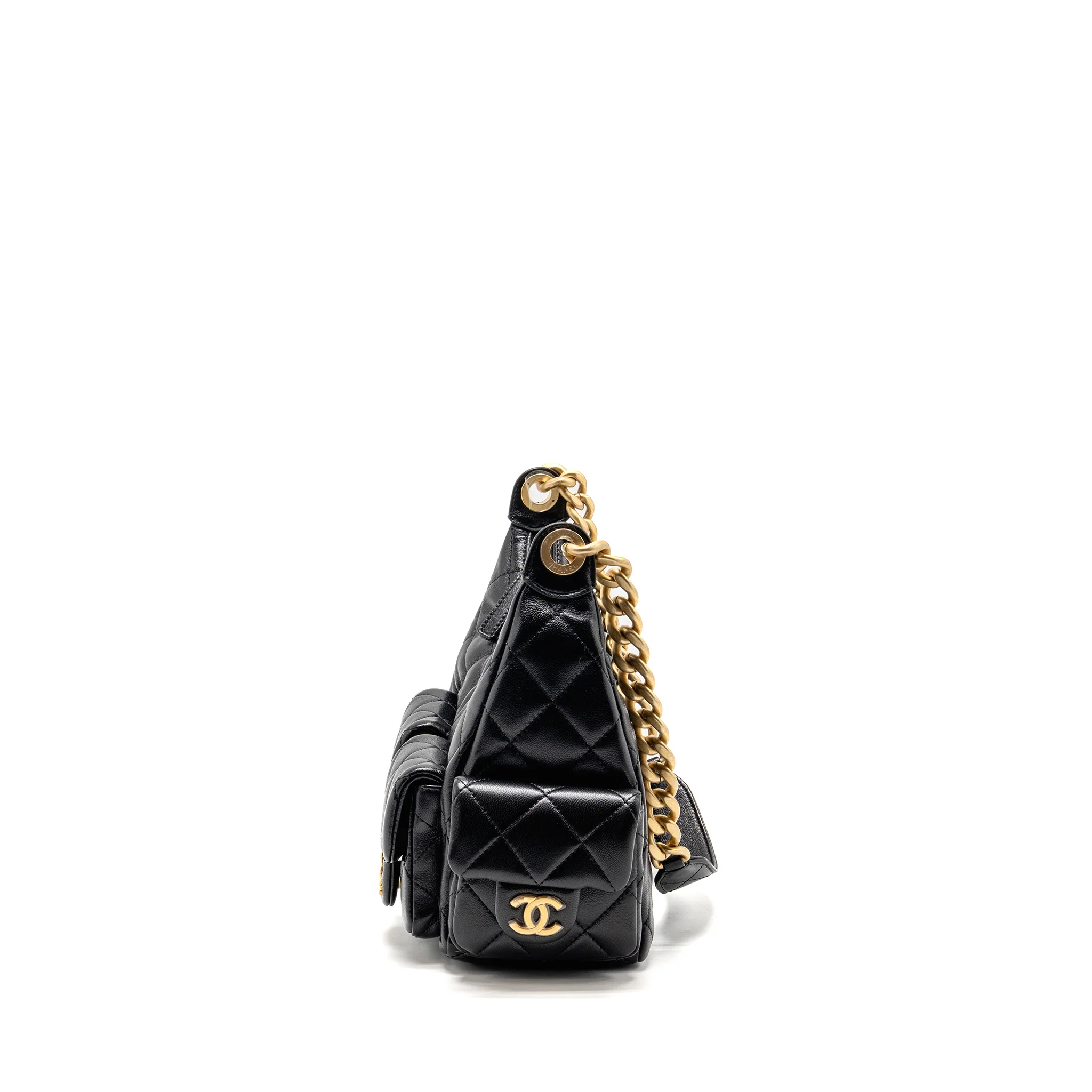 Chanel 25C small hobo bag shiny lambskin black GHW (microchip) - Image 4