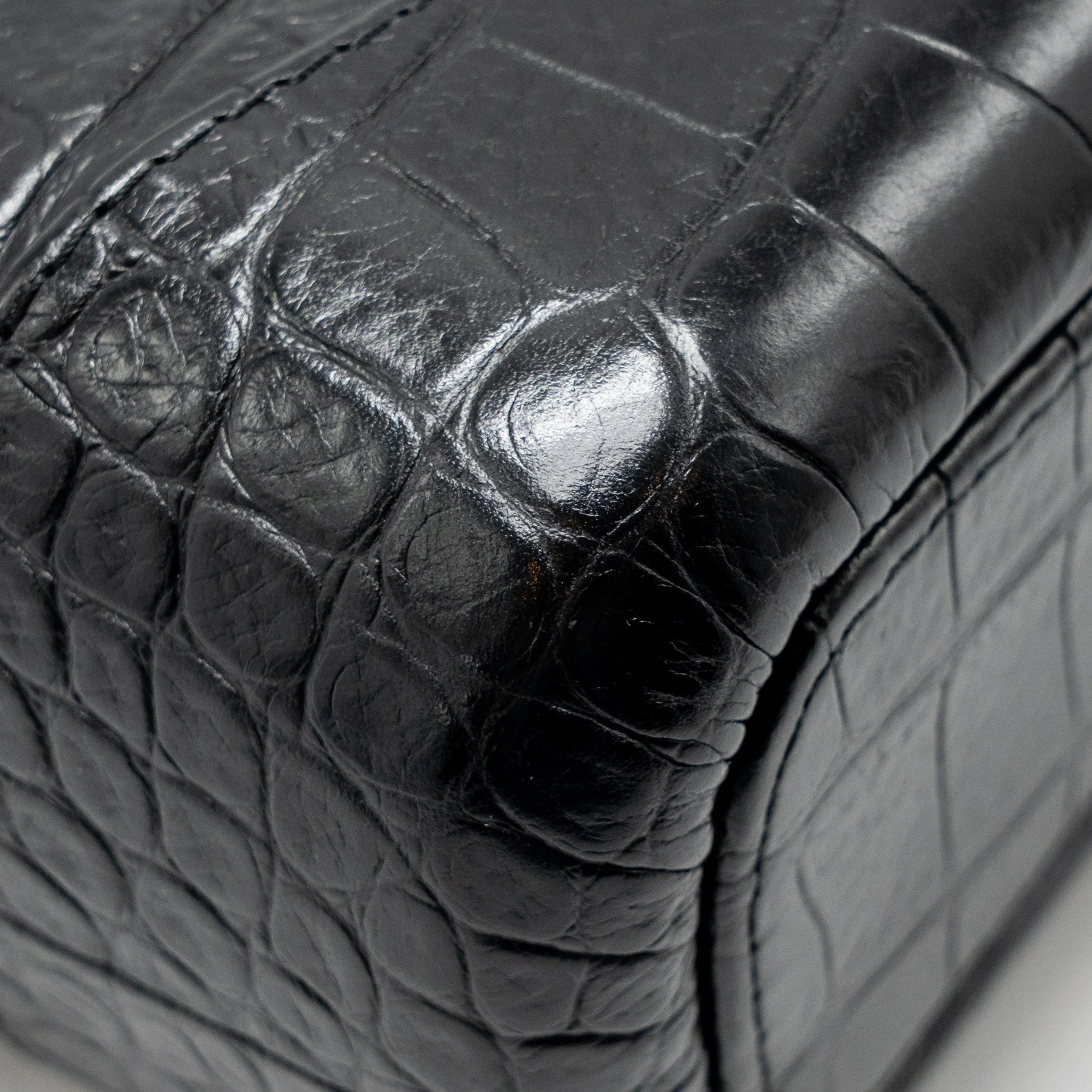 Chanel Small Gabrielle Hobo Bag with Top Handle Croc-Embossed Calfskin Black Multicoloured Hardware - Image 10