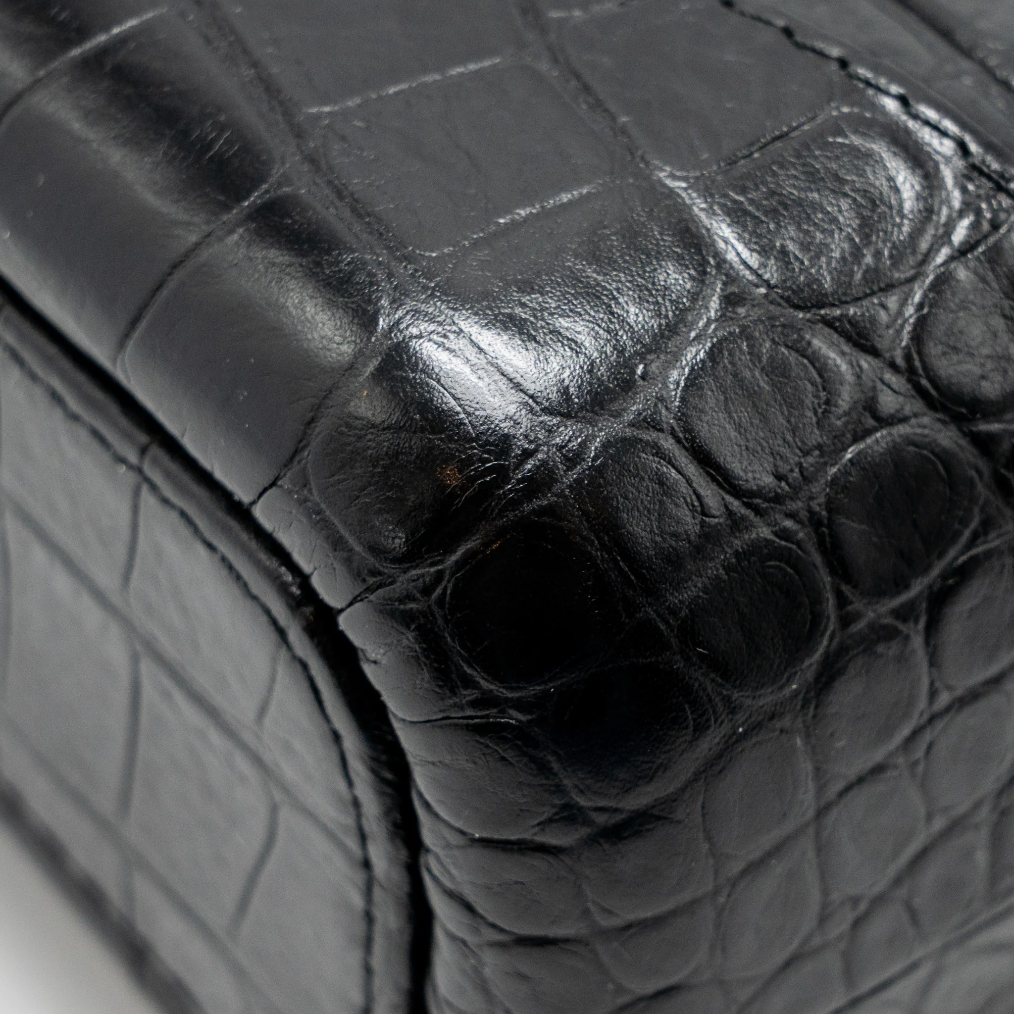 Chanel Small Gabrielle Hobo Bag with Top Handle Croc-Embossed Calfskin Black Multicoloured Hardware - Image 11