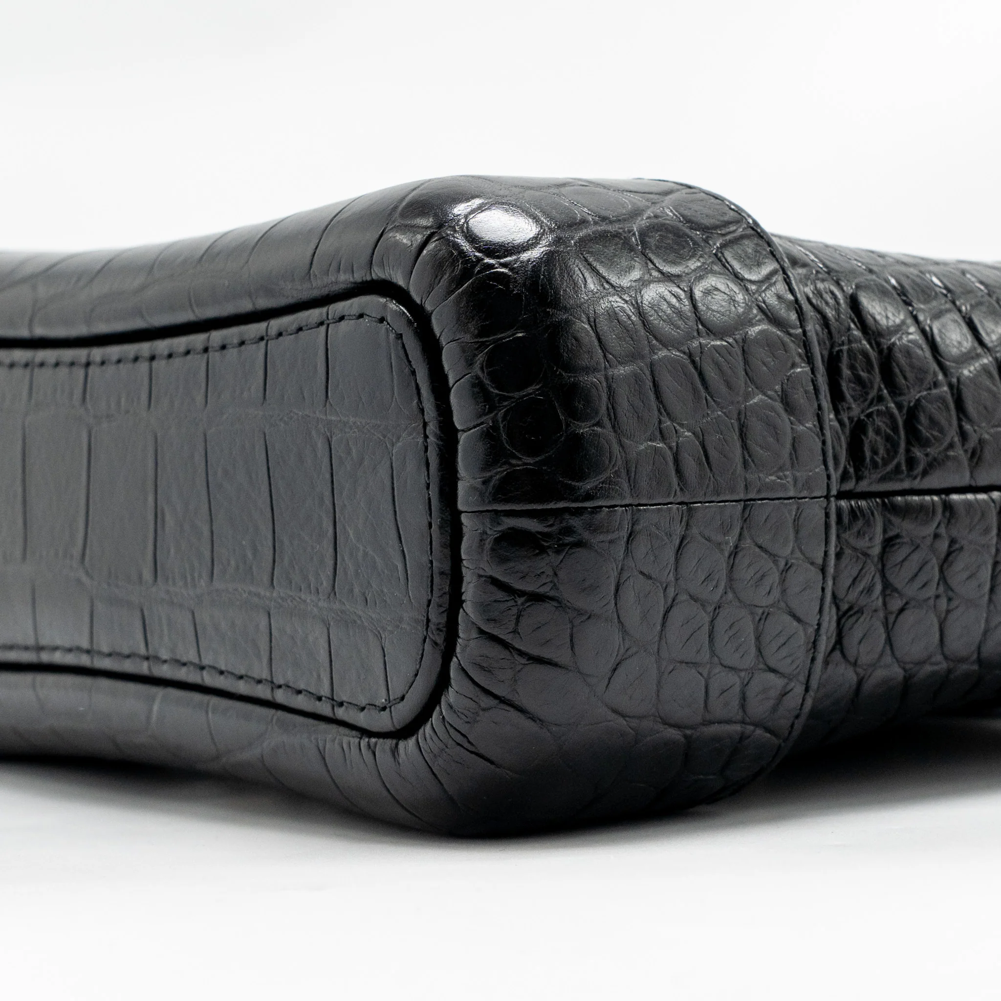 Chanel Small Gabrielle Hobo Bag with Top Handle Croc-Embossed Calfskin Black Multicoloured Hardware - Image 7