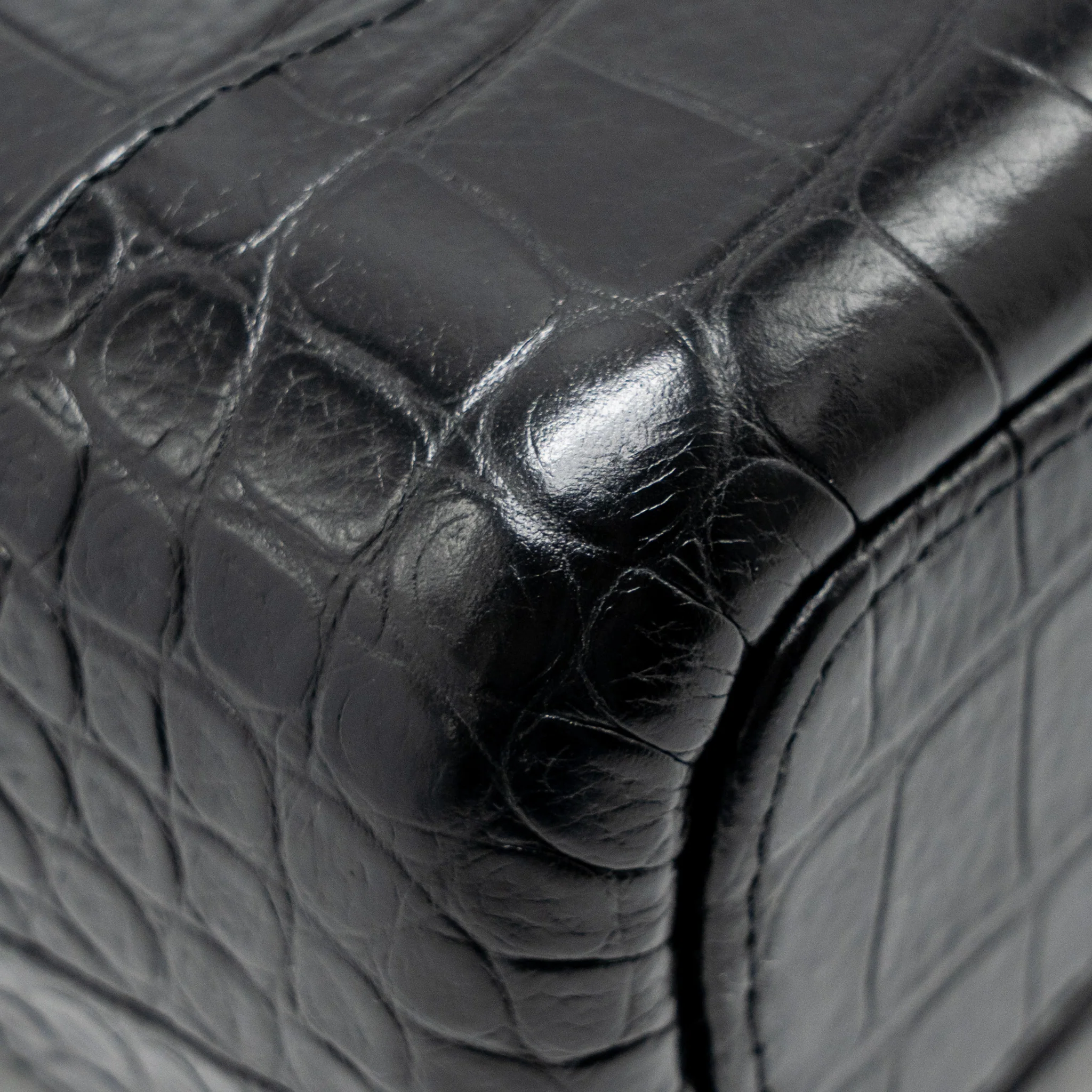 Chanel Small Gabrielle Hobo Bag with Top Handle Croc-Embossed Calfskin Black Multicoloured Hardware - Image 8