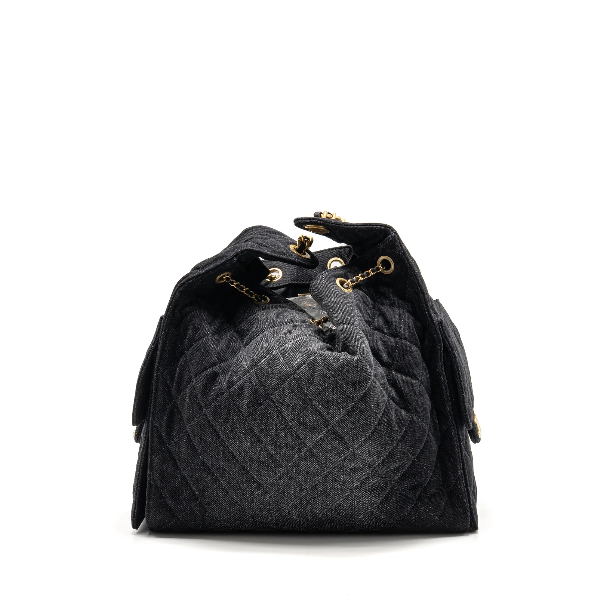 Chanel 25 Medium Handbag Washed Denim Black GHW (Microchip) - Image 2