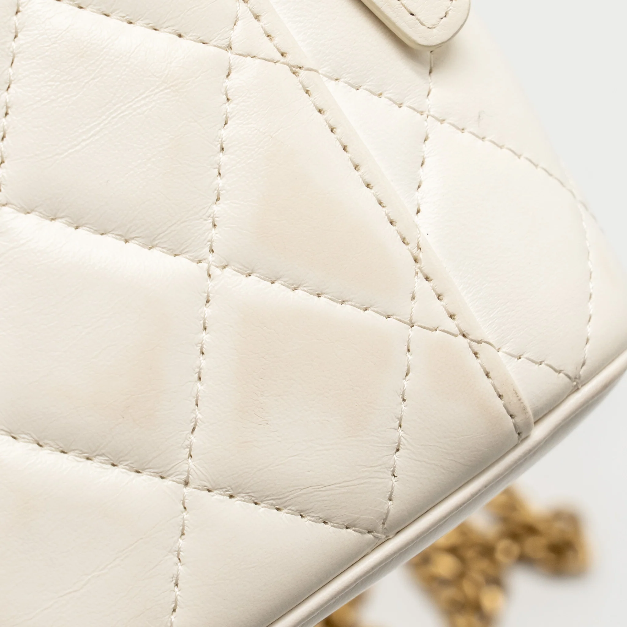 Chanel Gold Pillar Adjustable Chain Long Vanity Lambskin White GHW (Microchip) - Image 16