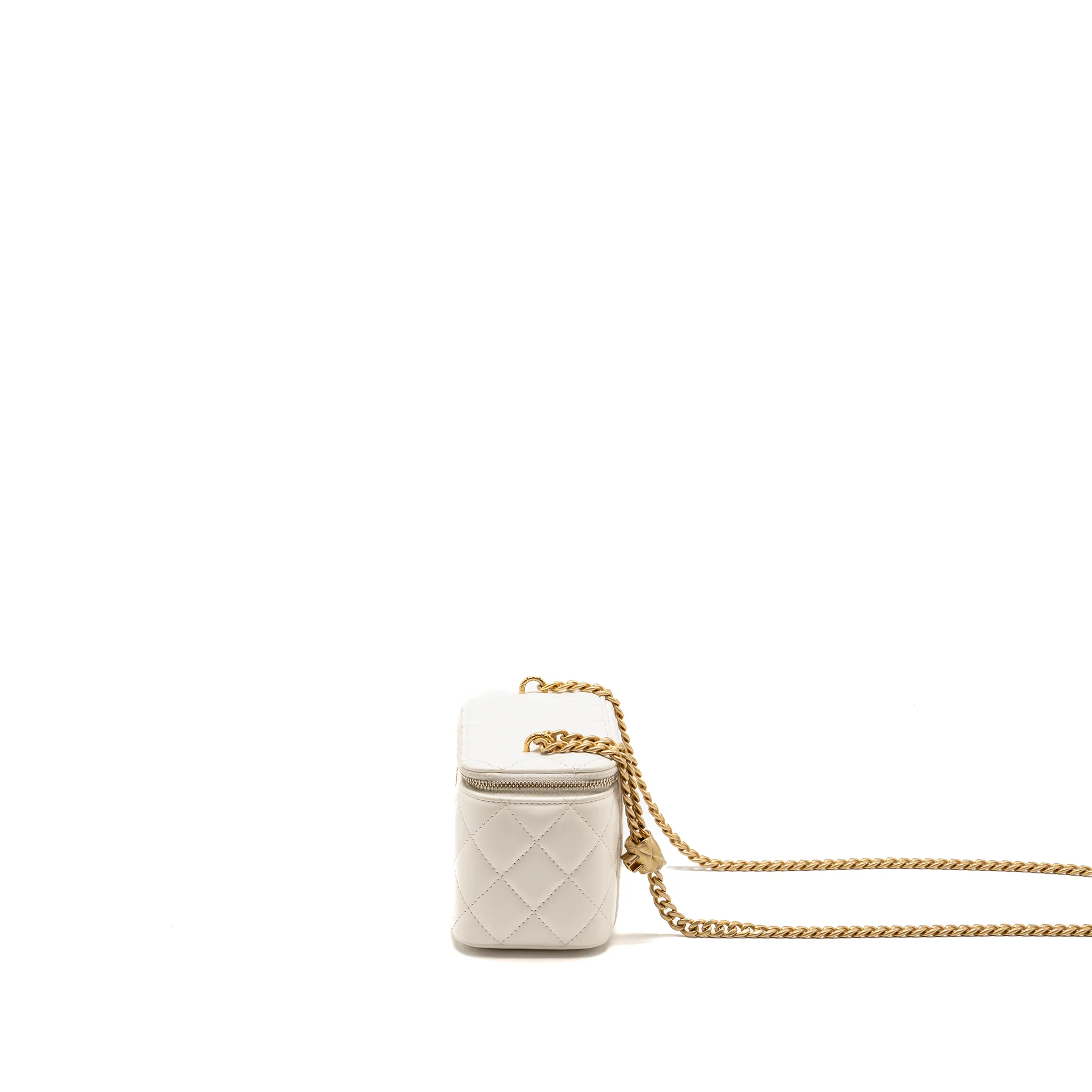 Chanel Gold Pillar Adjustable Chain Long Vanity Lambskin White GHW (Microchip) - Image 4