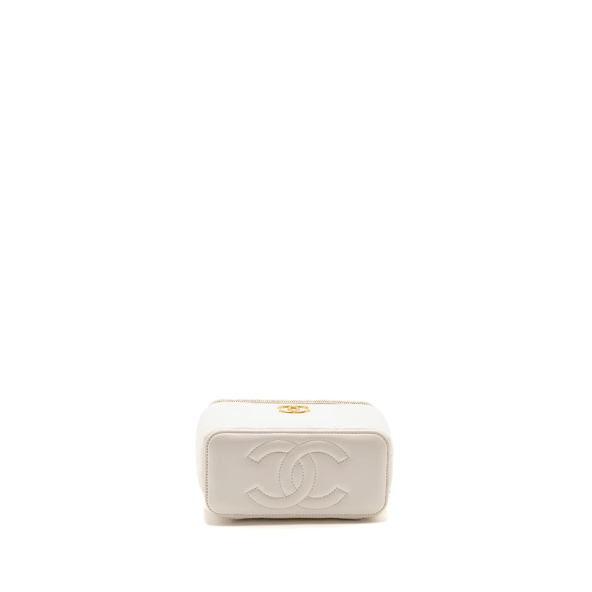 Chanel Gold Pillar Adjustable Chain Long Vanity Lambskin White GHW (Microchip) - Image 5