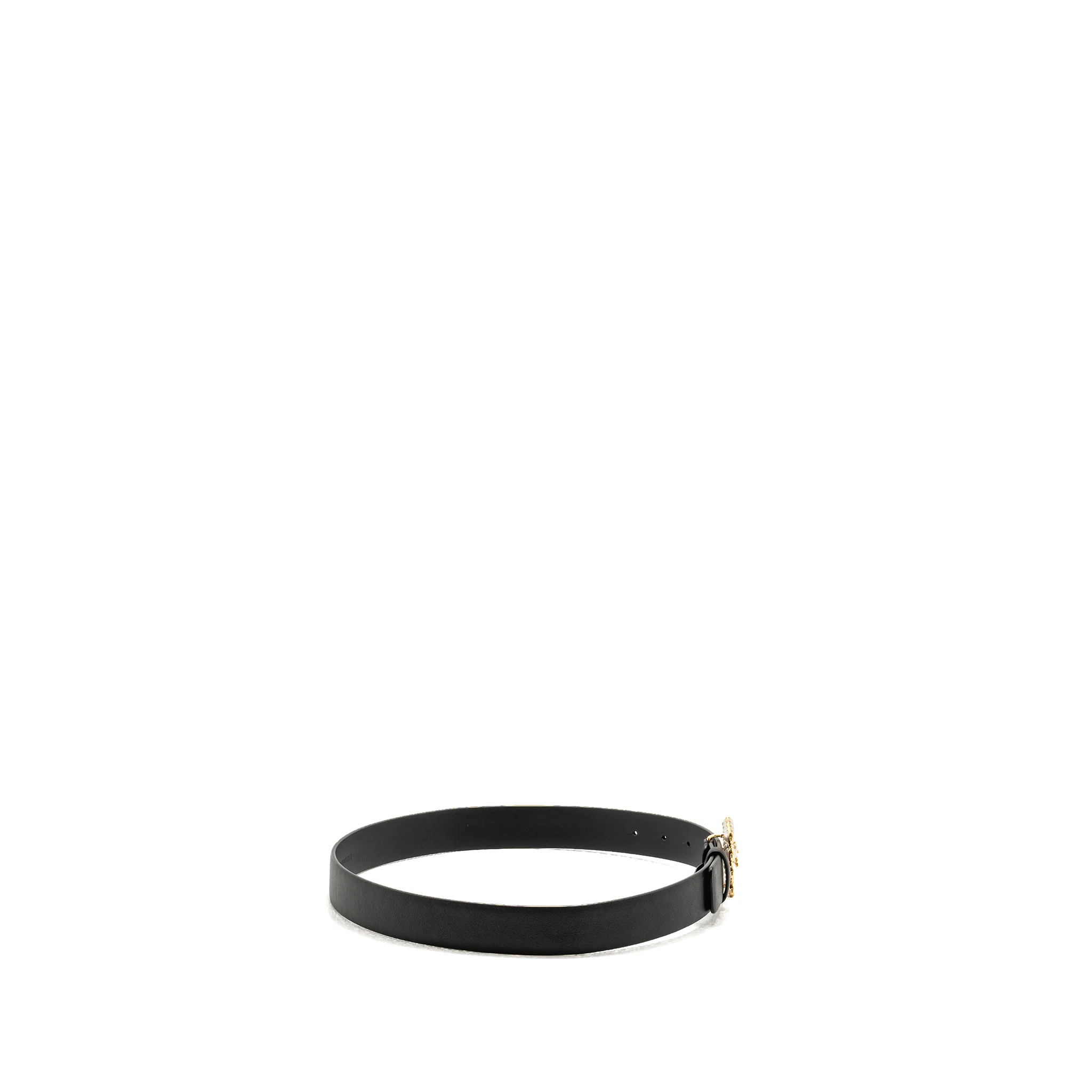 Chanel size 75 Square Pearl& CC logo buckle Belt Leather Black GHW - Image 3