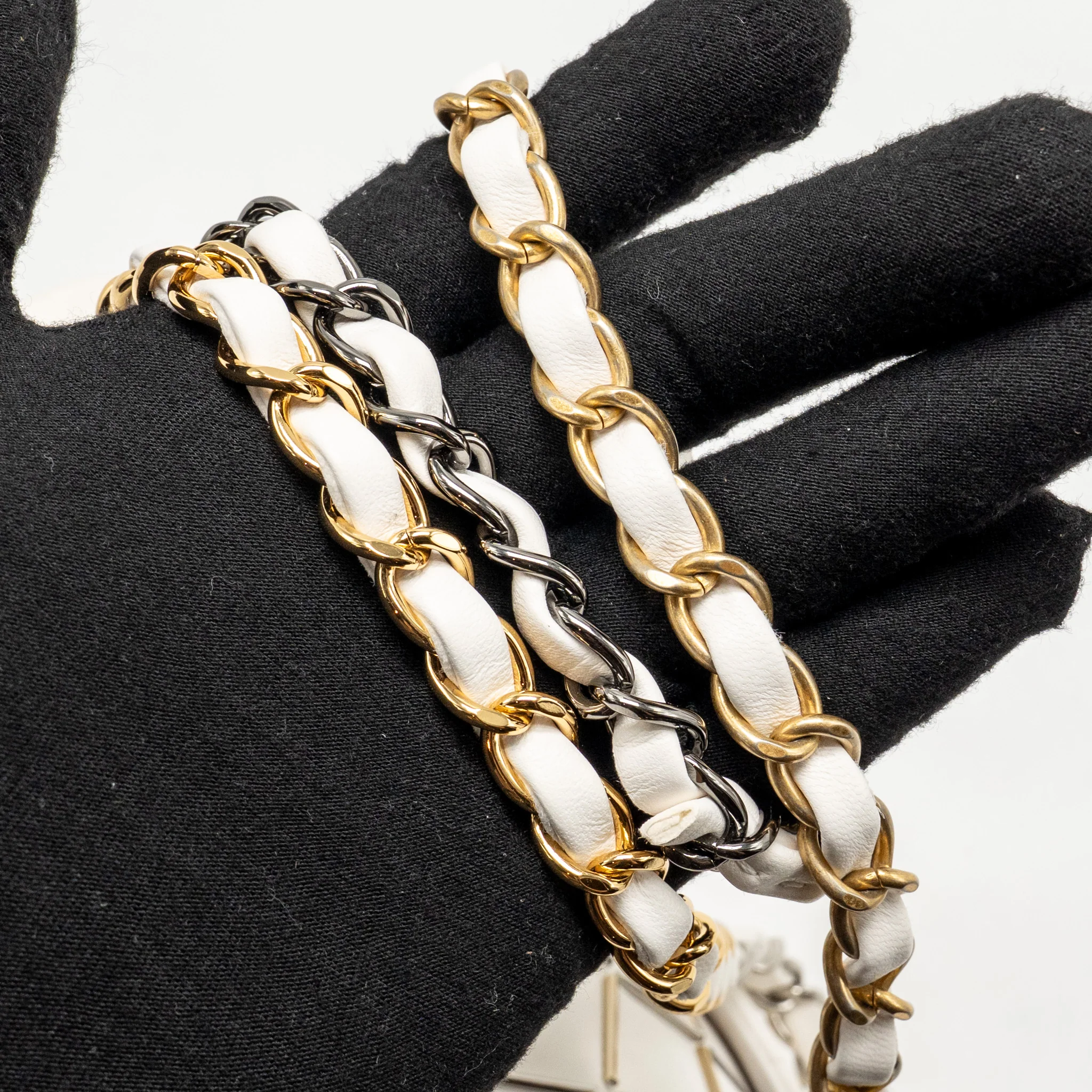 Chanel Bicolor Metal Small Classic Double Flap Bag Lambskin White Mulitcolour Hardware - Image 20