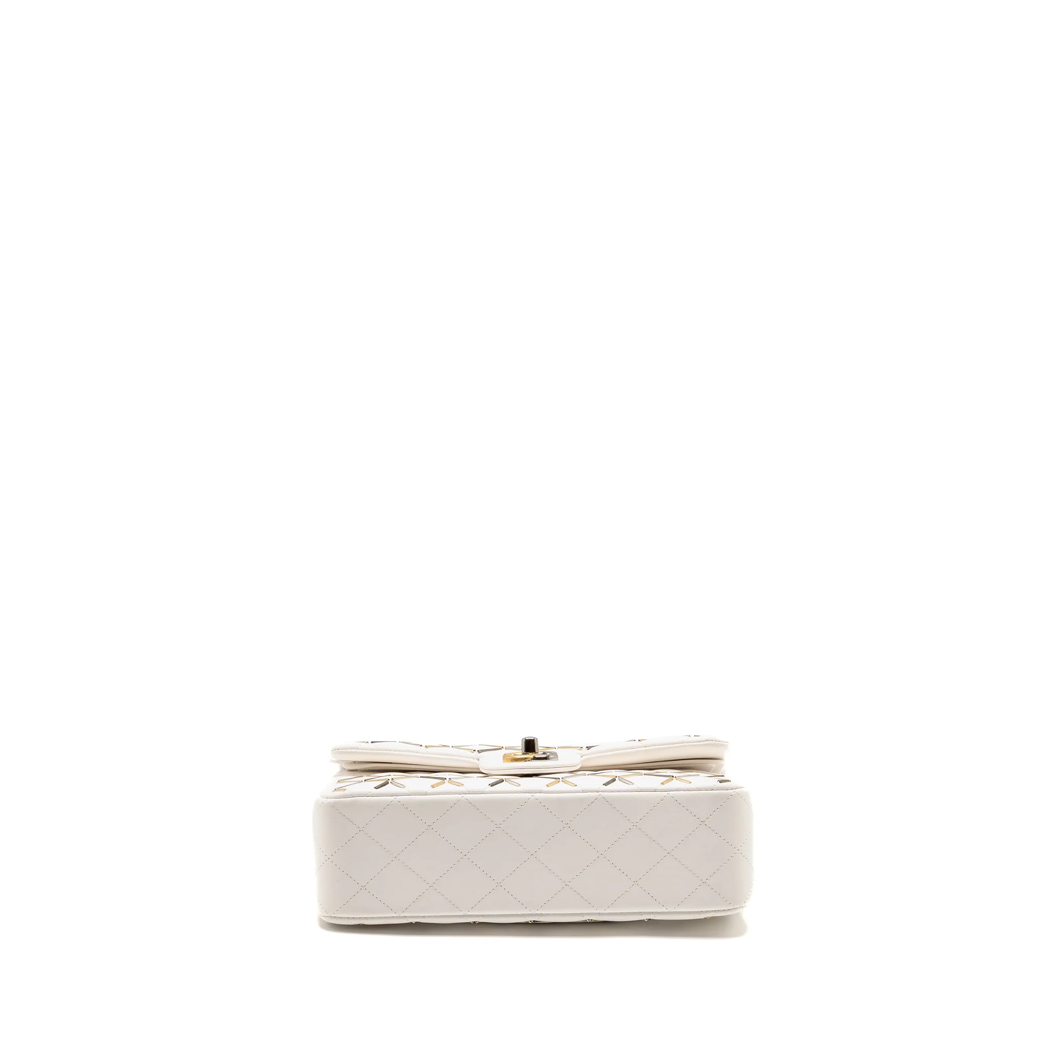 Chanel Bicolor Metal Small Classic Double Flap Bag Lambskin White Mulitcolour Hardware - Image 5