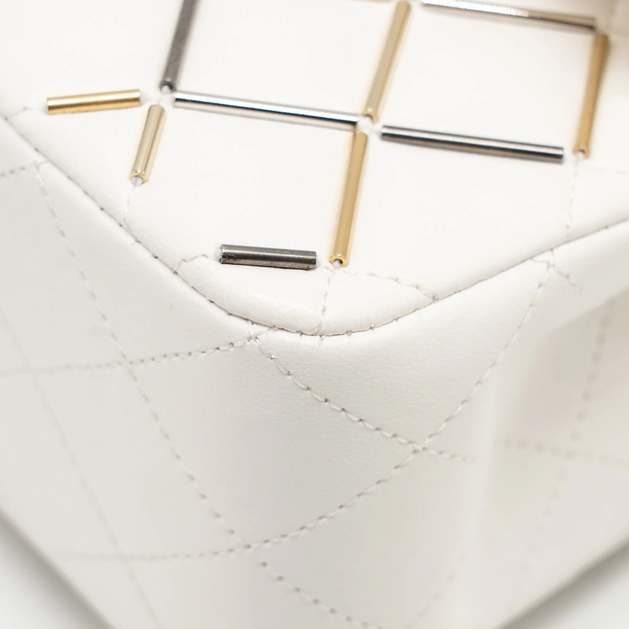 Chanel Bicolor Metal Small Classic Double Flap Bag Lambskin White Mulitcolour Hardware - Image 8