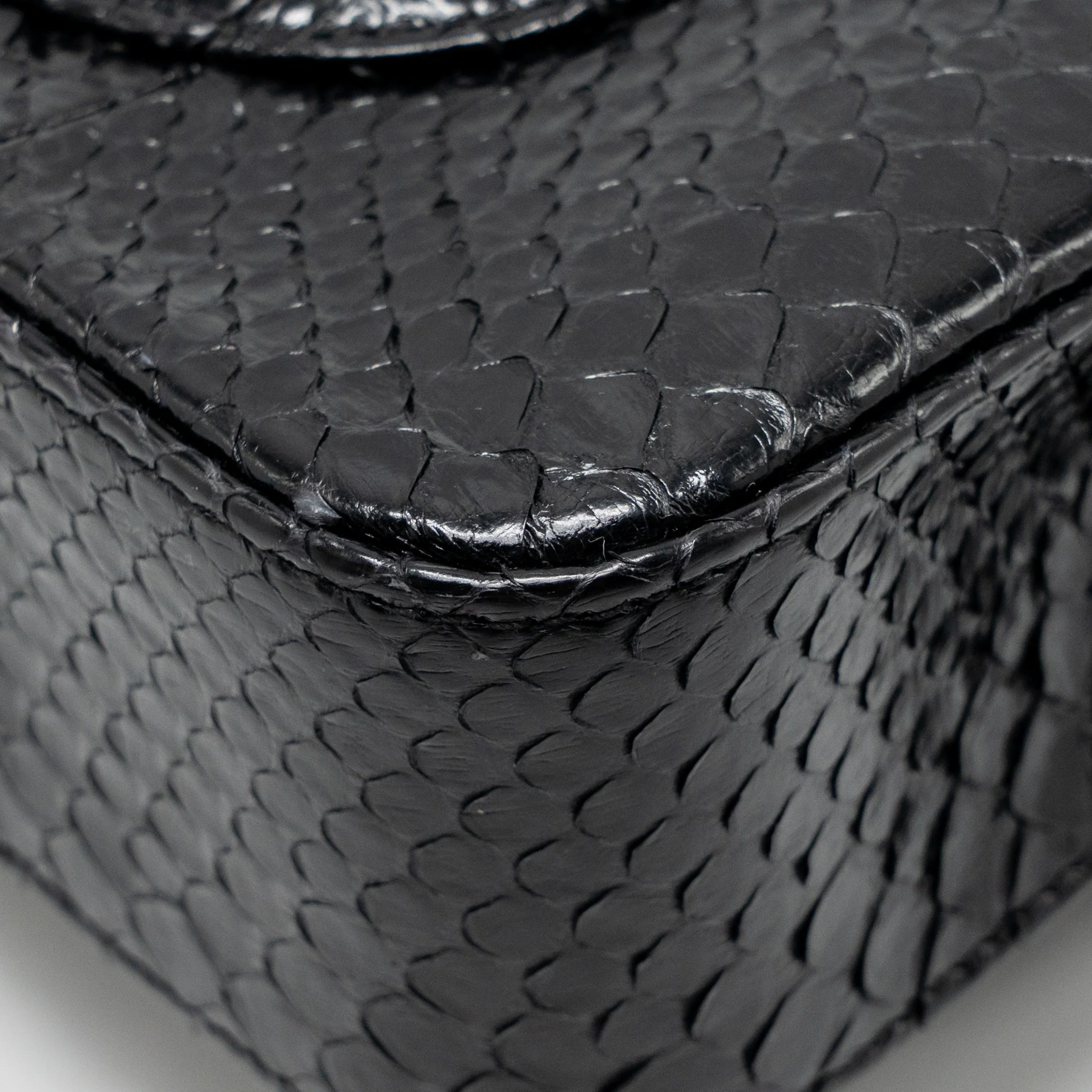 Chanel Medium Classic Double Flap Bag Python Black SHW - Image 10