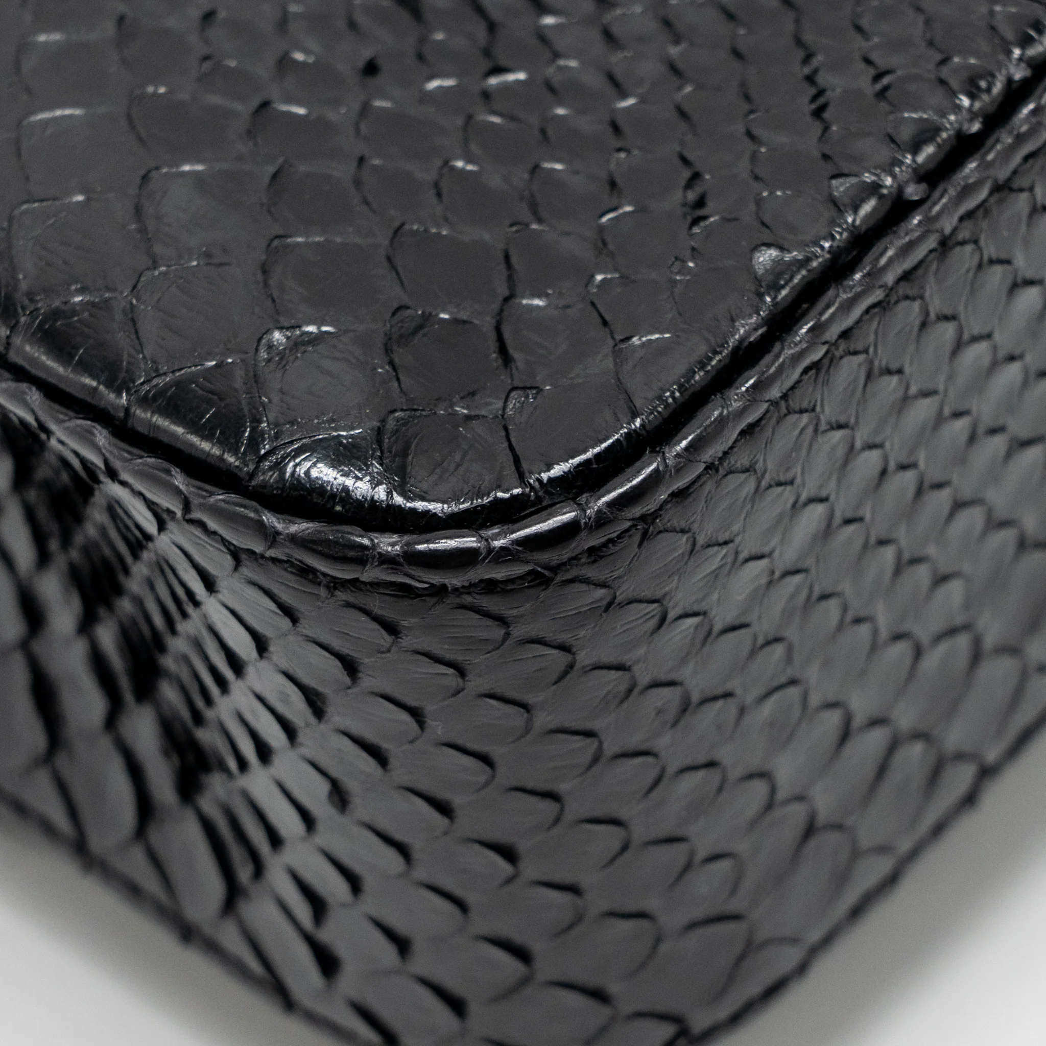 Chanel Medium Classic Double Flap Bag Python Black SHW - Image 11