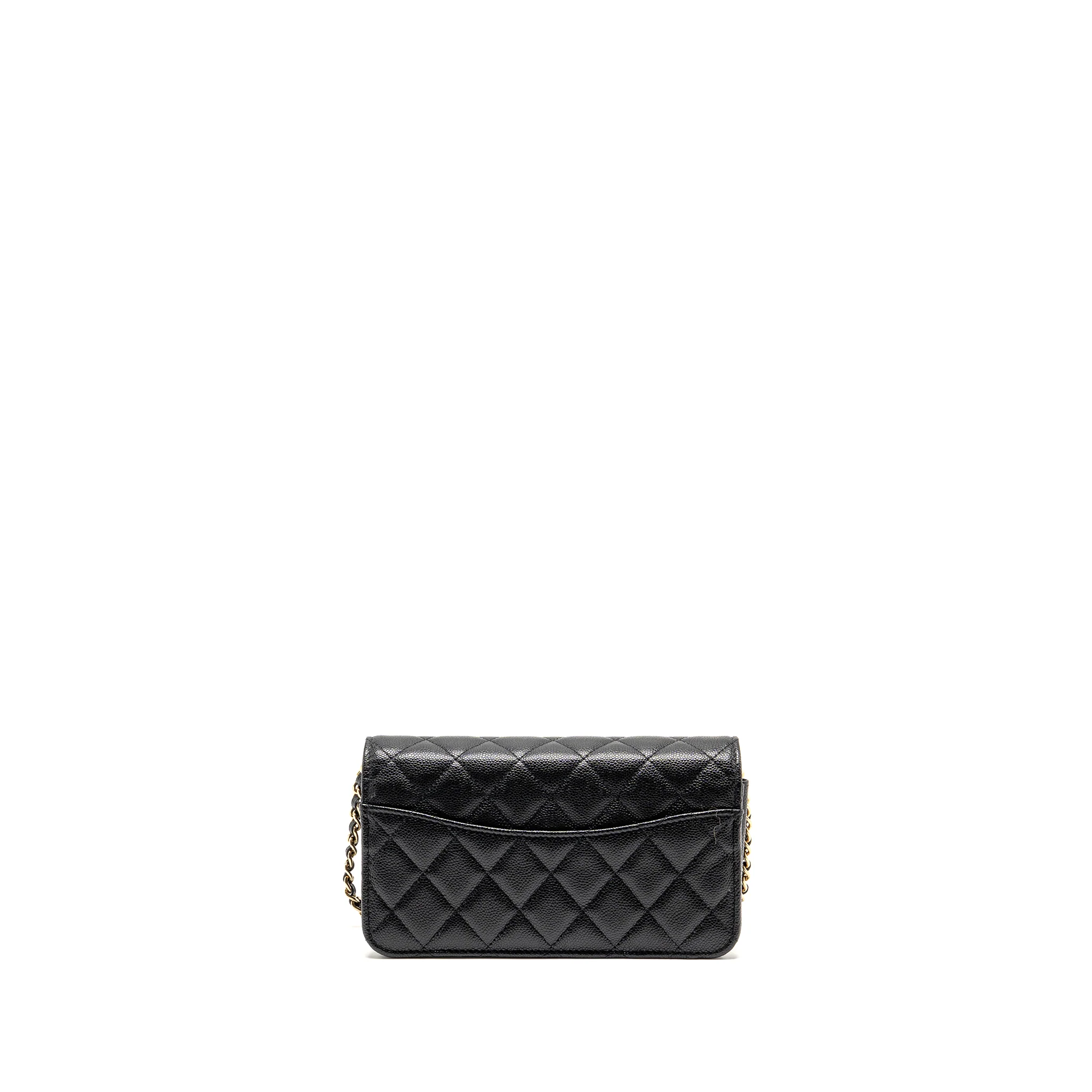 Chanel Quilted CC Clutch on Chain Caviar Black LGHW (Microchip) - Image 2
