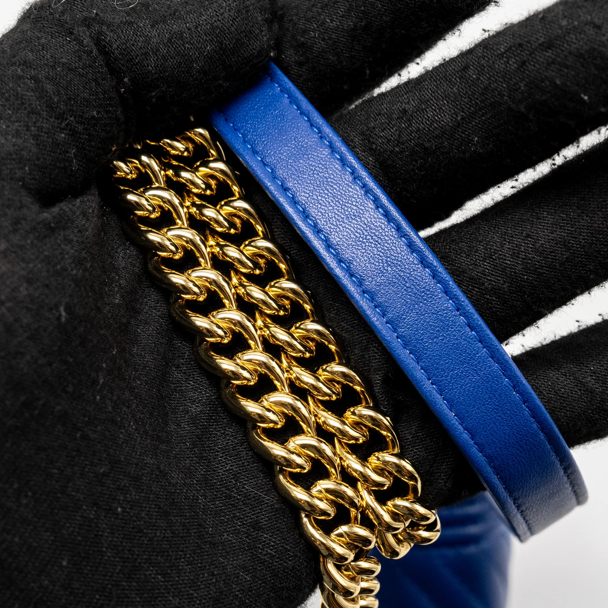 Chanel Boy Clutch with Chain  Chervon Lambskin Blue GHW - Image 18
