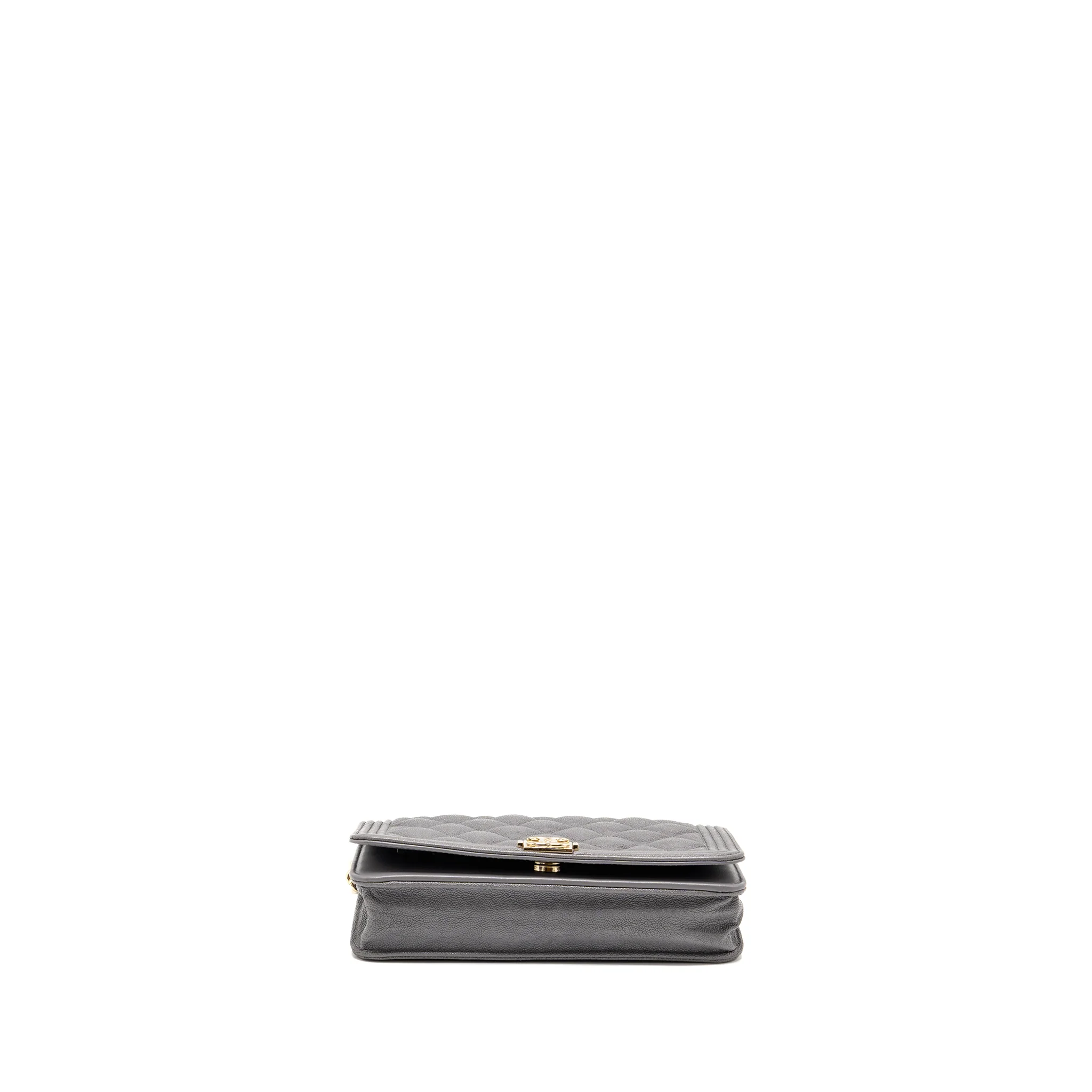 Chanel Boy Wallet on Chain Caviar Grey LGHW - Image 5