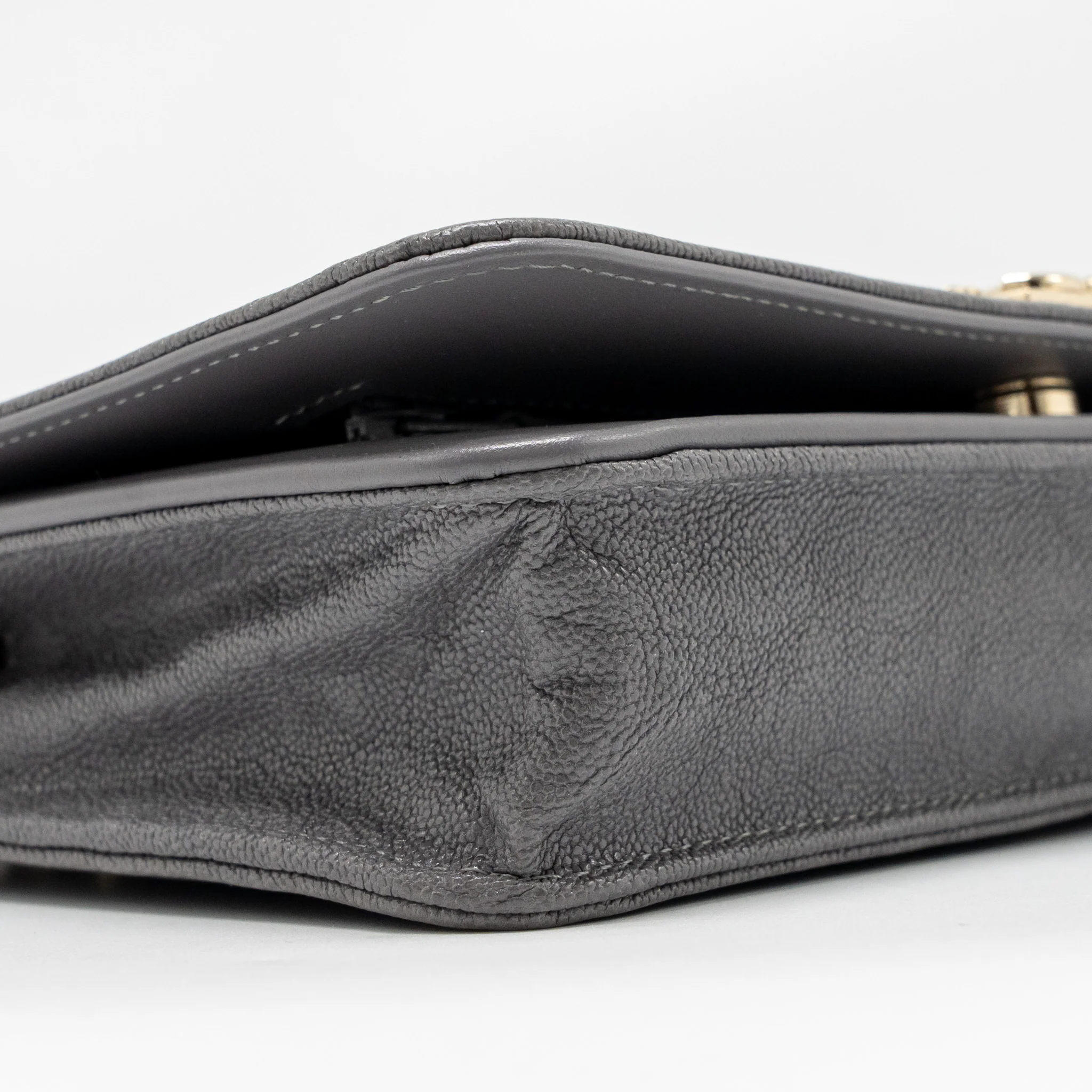 Chanel Boy Wallet on Chain Caviar Grey LGHW - Image 6