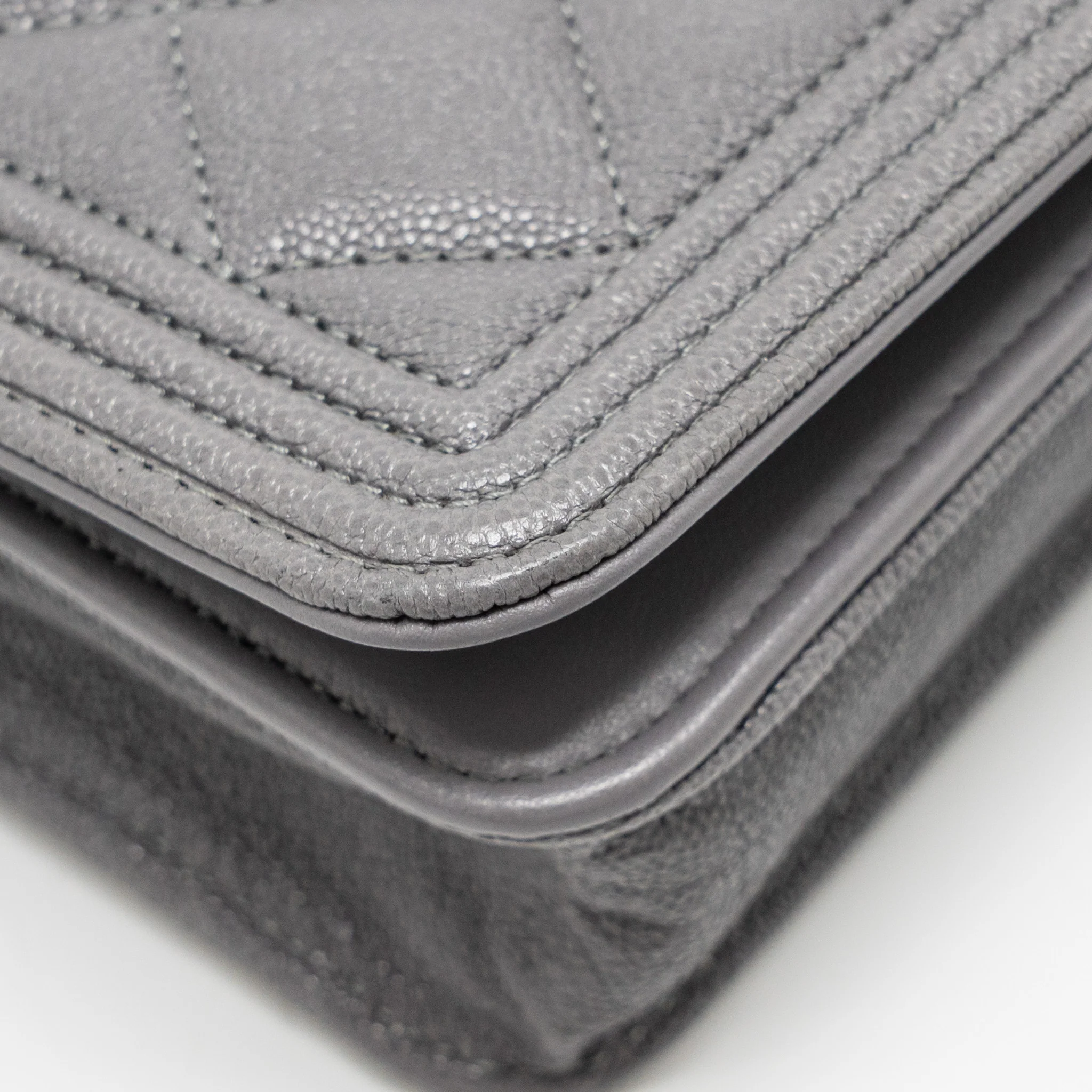 Chanel Boy Wallet on Chain Caviar Grey LGHW - Image 8